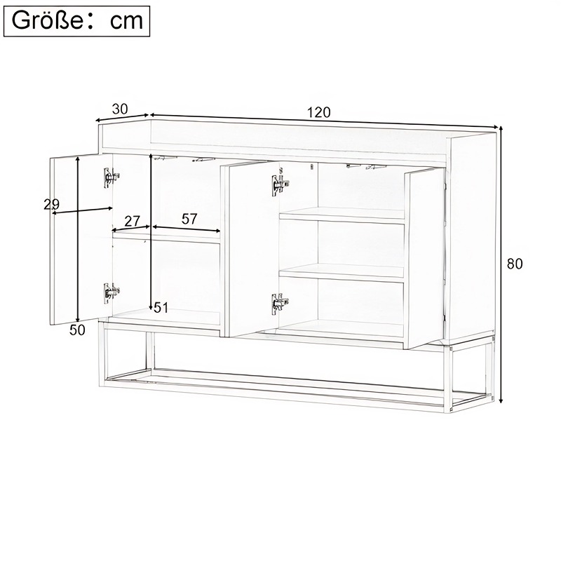 Modernes Side board im minimalist ischen Stil 4-türiger griff loser Buffets chrank für Esszimmer, Wohnzimmer, Küche (weiß)