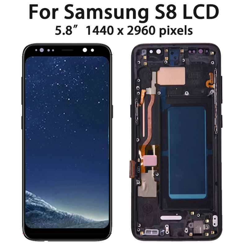 100% ทดสอบใหม่สําหรับ Samsung S8 G950 G950F SM-G950FD จอแสดงผล LCD หน้าจอสัมผัสกรอบสําหรับ Samsung S9 G960 SM-G960F จอแสดงผล