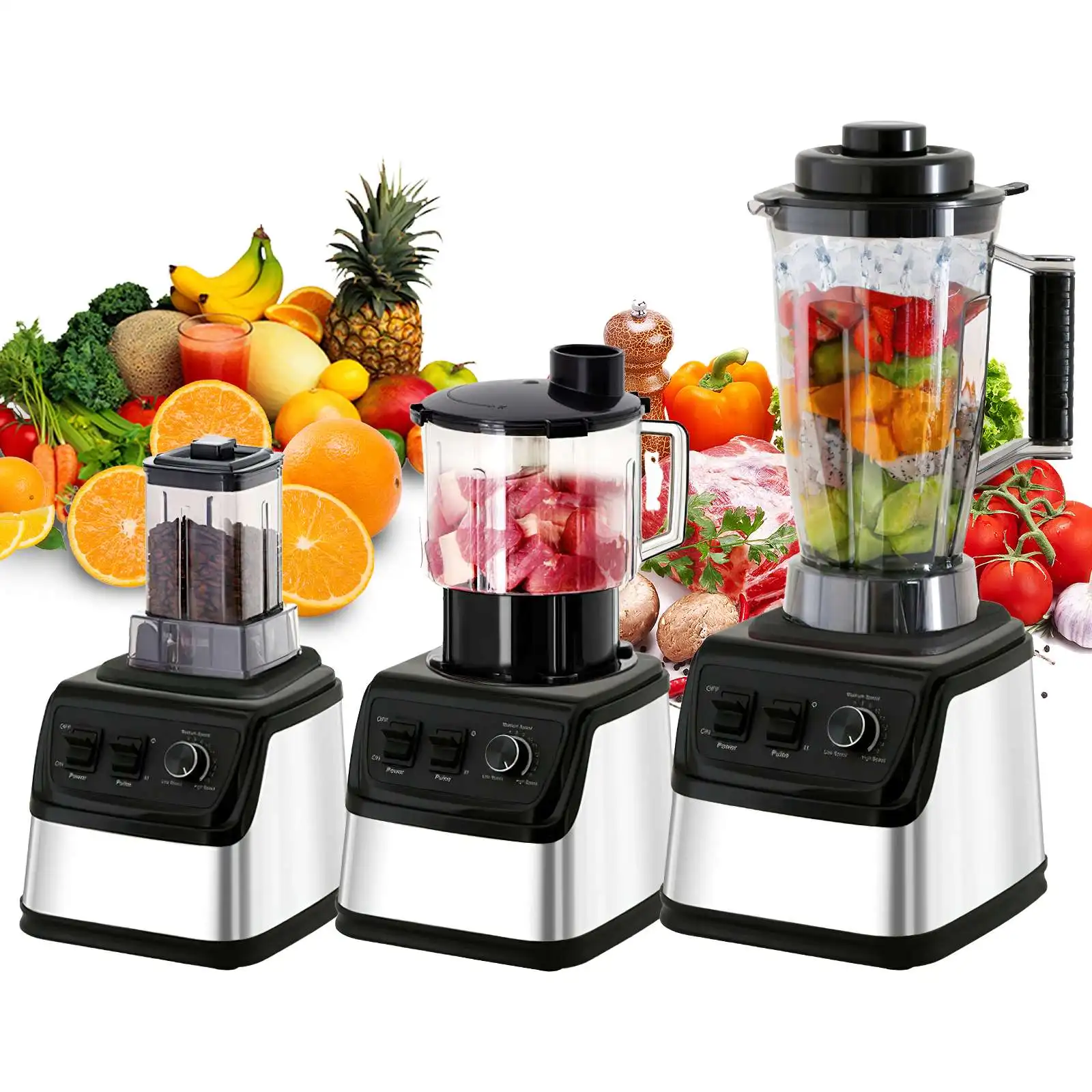 Licuadora eléctrica de 9500W, exprimidor 3 en 1, batidora de mesa, contenedor de 3L, procesador de alimentos, batidora para frutas y nueces de hielo