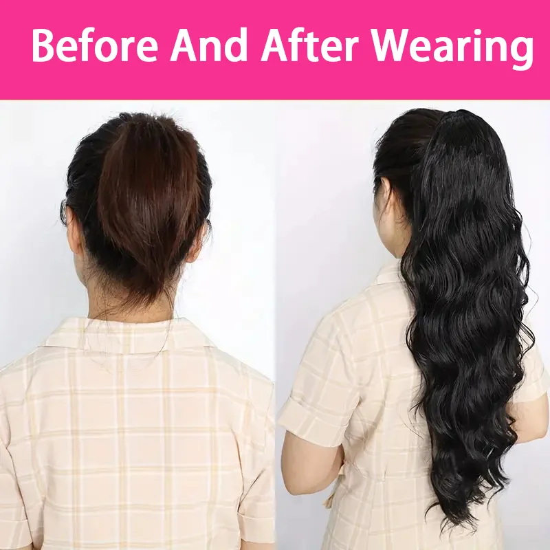 Vague de corps cheveux humains cordon queue de cheval Extensions Remy 100% cheveux humains naturel queue de cheval pince dans les Extensions de cheveux pour femme 100G