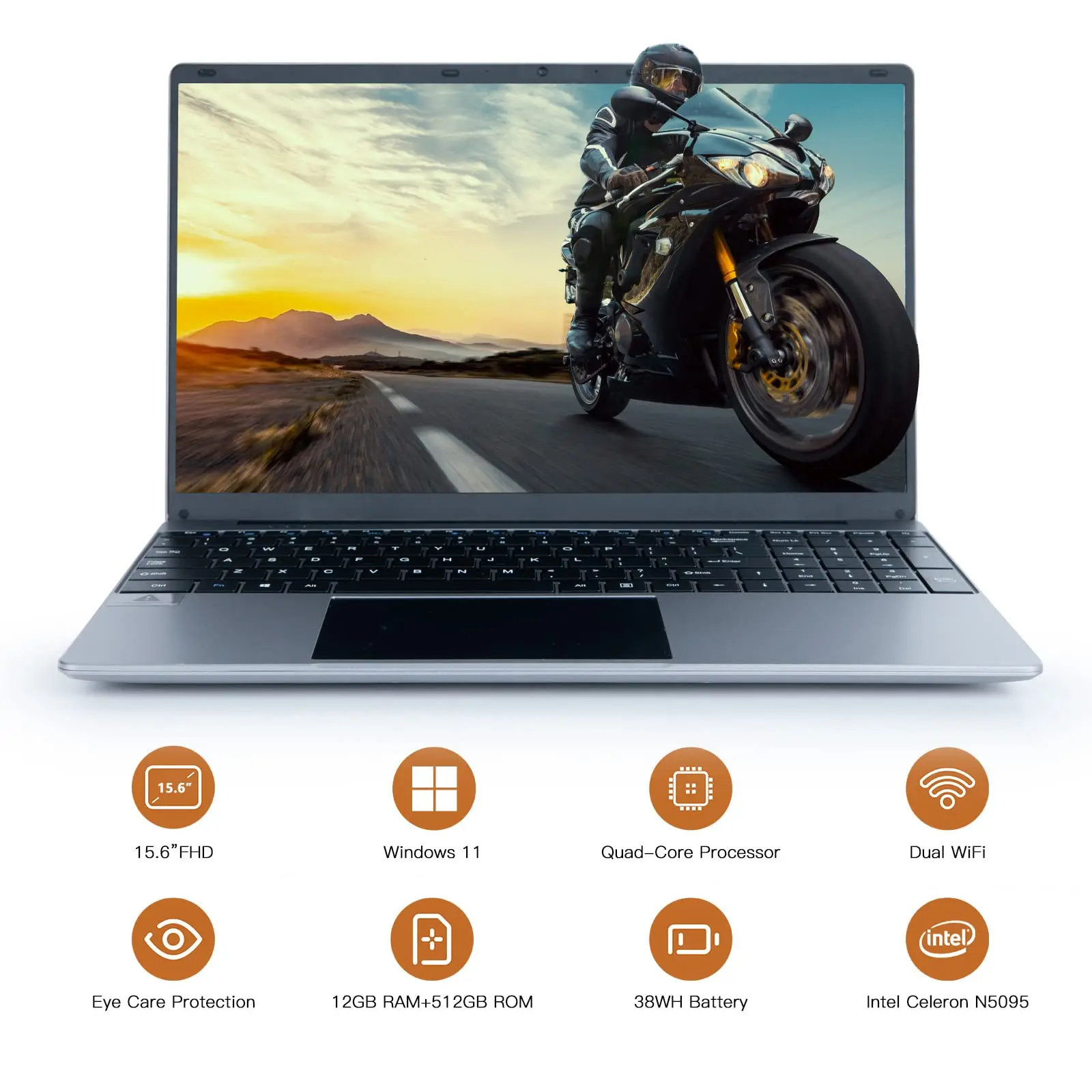Bestski 15.6 Inch Laptop Intel N5095 Processor 12GB RAM 512GB SSD IPS Display 1080P Windows11 38000mWh Battery Computer Notebook