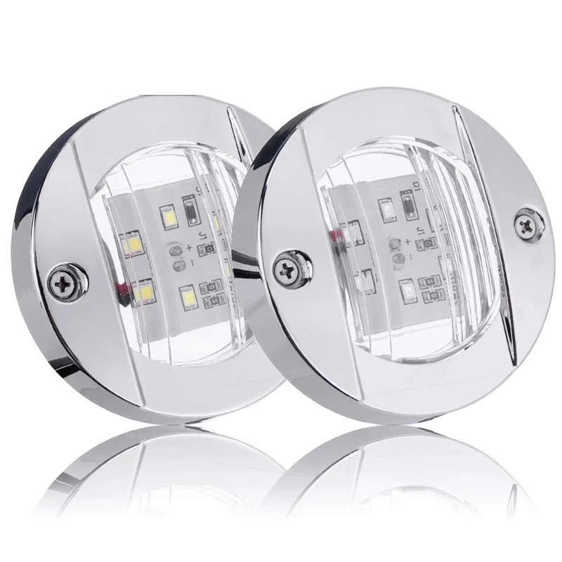 6LED 12V ラウンドヨットマリンボート LED スターンライトキャビンデッキカーテシライトマリンインテリアキャビンライトホワイト/ブルー防水