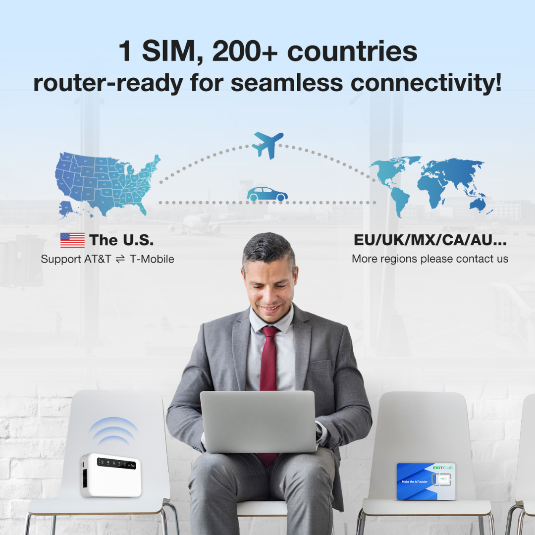 EIOTCLUB International Data SIM Card - 1GB 30DAY, High Speed 5G/4G LTE Coverage, Global Coverage 200+ Countries, No Contract Fee