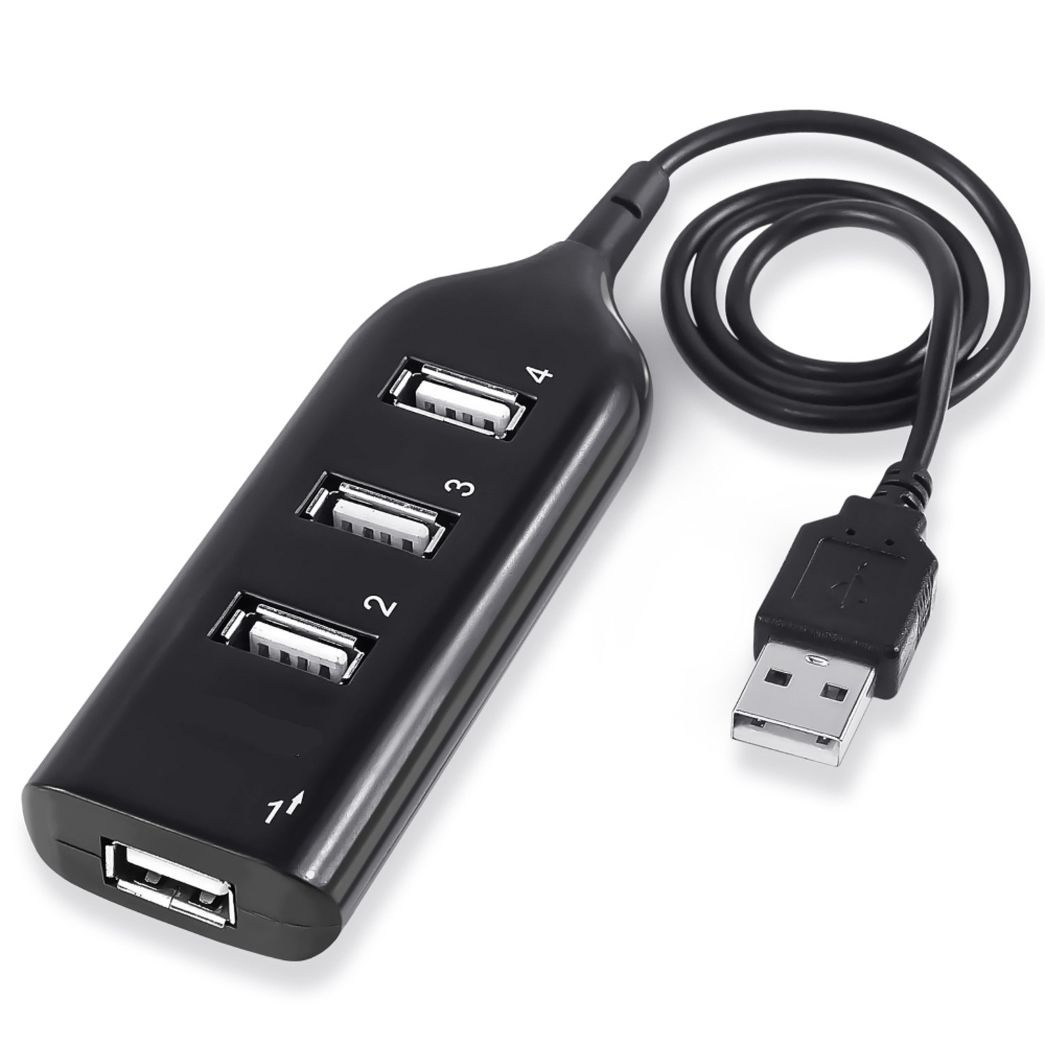 Actecom Ladrón Multipuerto Negro Adaptador HUB de 4 Puertos USB 2.0 Extensor Divisor Splitter para Windows 10 7 PC Portátil Adaptador multipuerto HUB 4 Puertos USB 2.0 duplicador ladron Negro