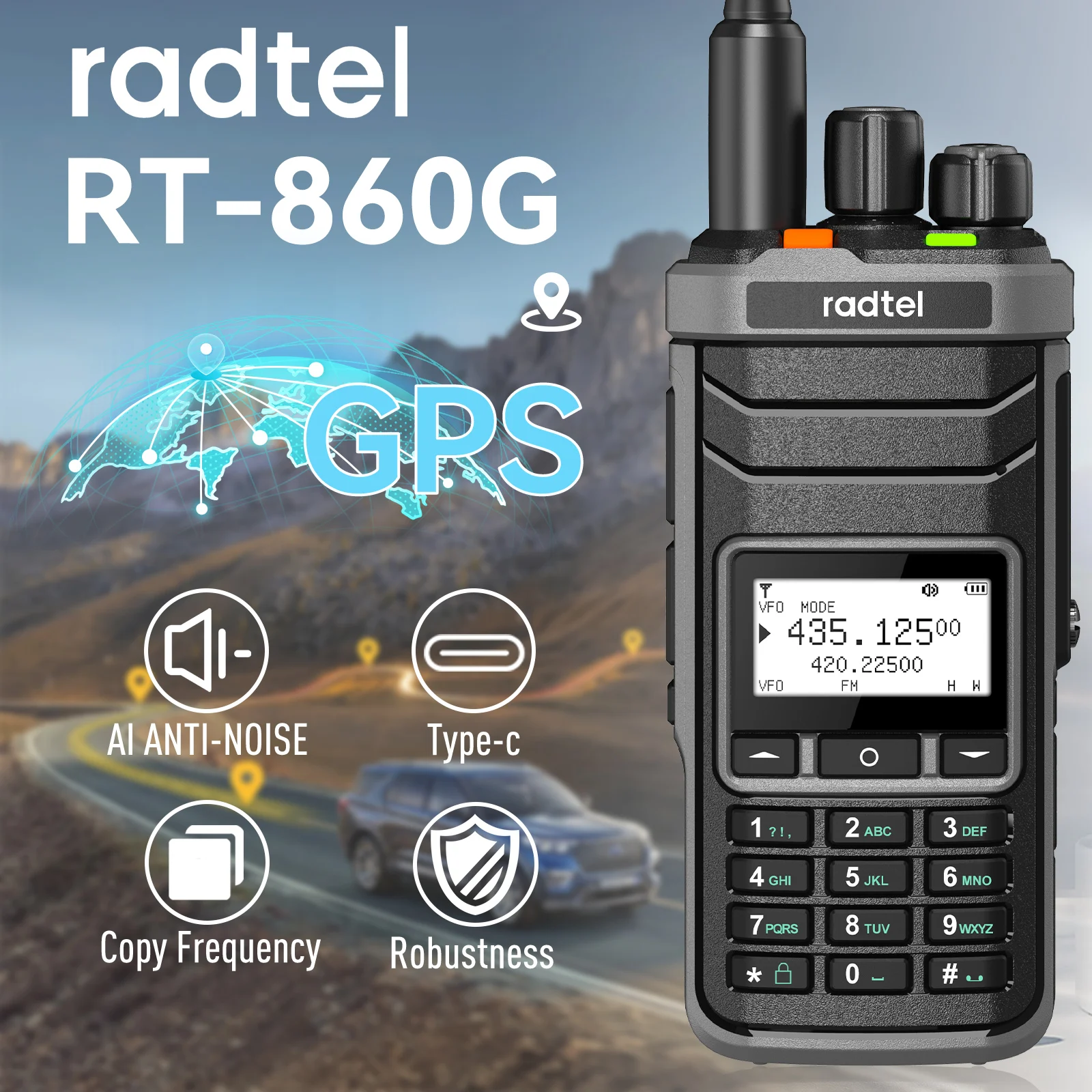Radtel RT-860G Multiband-Amateurfunk, Dualband mit AM, USB, LSB, HF, UHF, VHF, CW, CB, LW, MW, SW, SSB-Empfang, 1024 Kanäle
