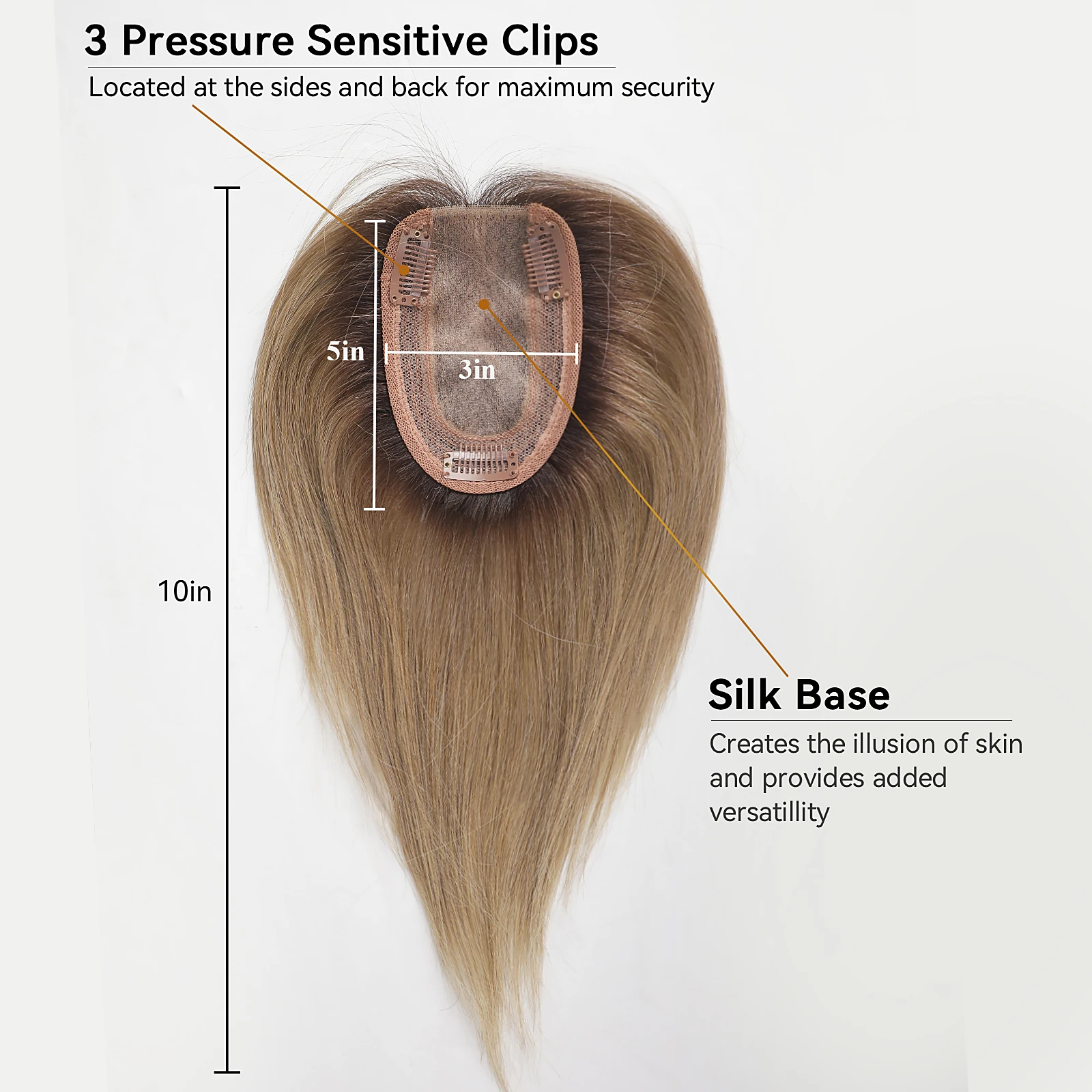 100% remy cabelo humano toppers peças de cabelo para mulheres marrom claro topper com bang base de seda clipe em topper para desbaste cabelo