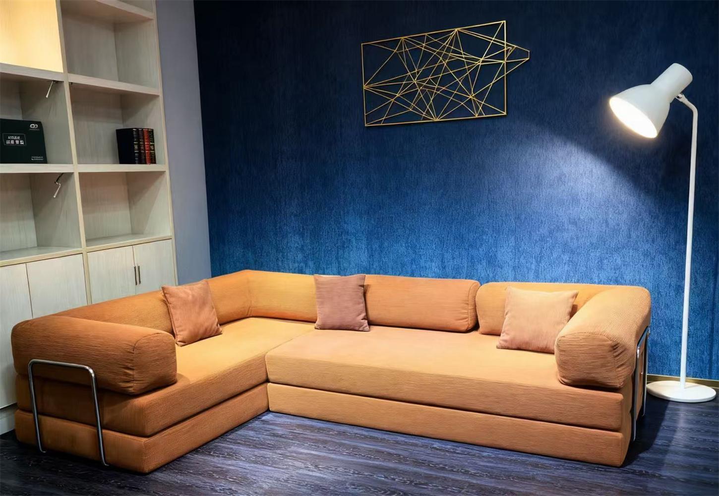 Magazyn UE Europejska retro sofa wysokiej klasy z aksamitu sztruksowego, składana sofa z funkcją kompresji próżniowej, możliwość personalizacji, do salonu, sypialni, futrzana.