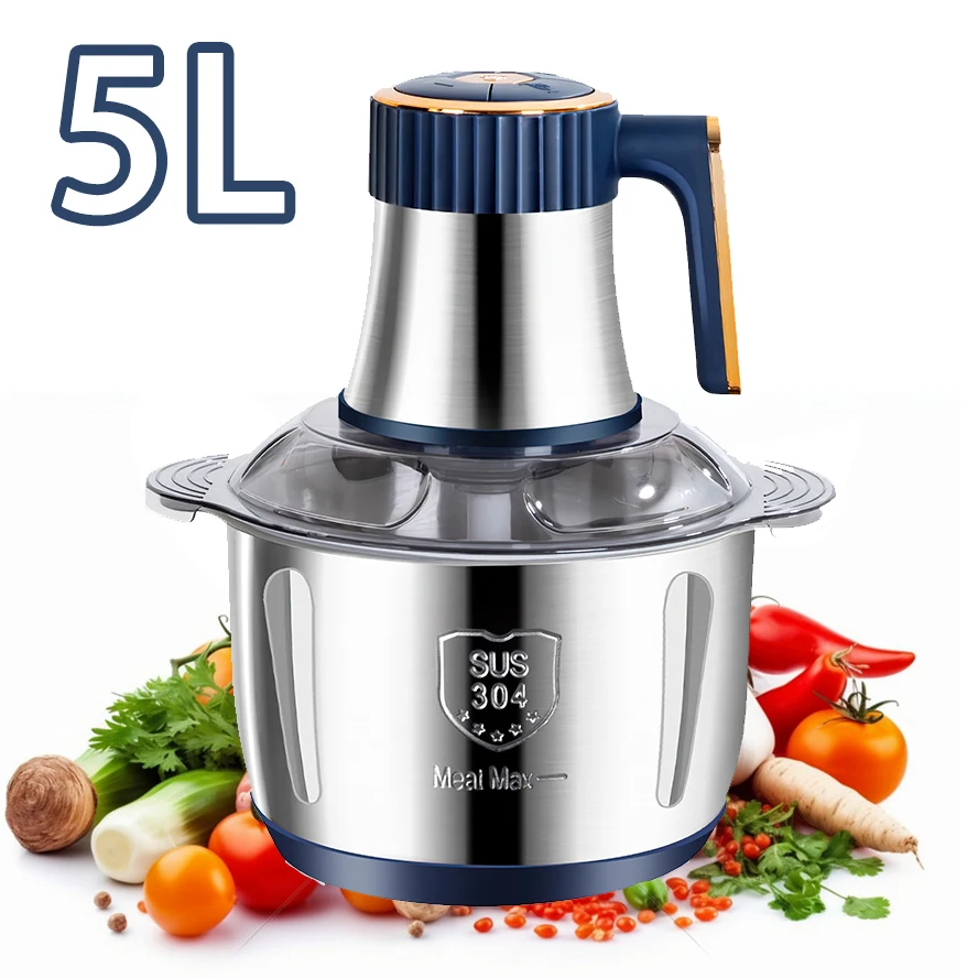 Elektrische Fleisch wölfe Food Crucher 5l 6s Edelstahl multifunktion ale Kunststoffs ch neider Prozessor Chopper