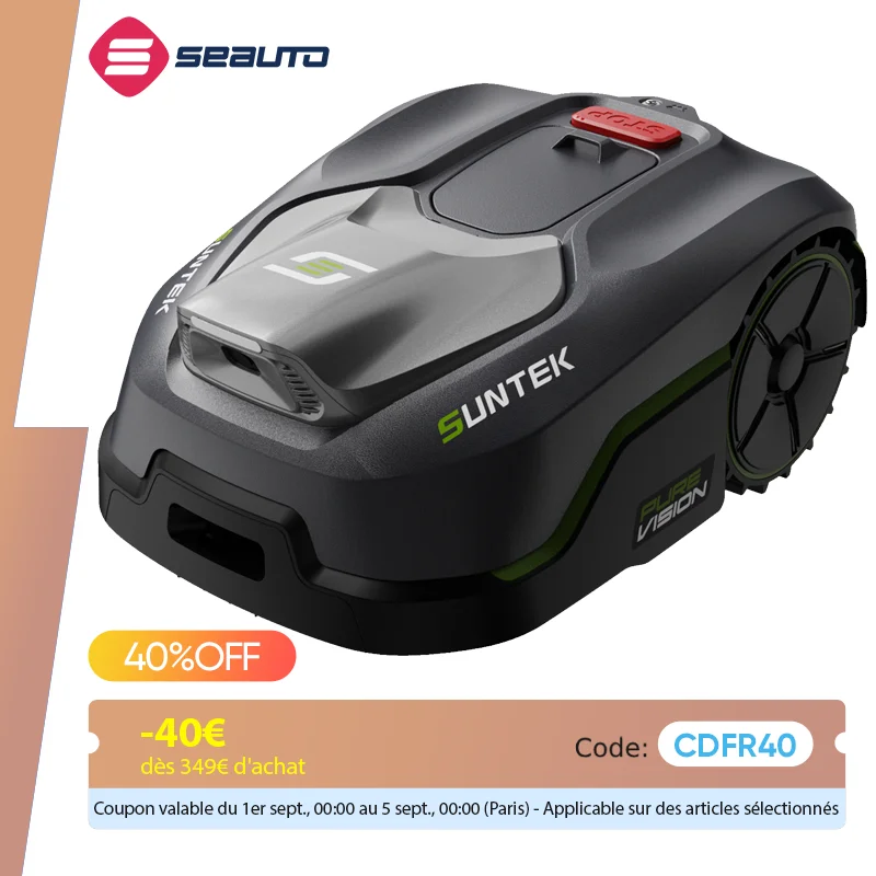SUNTEK robotmaaier zonder grensdraad Geluidsniveau 62 db, Max. 600 m2, nauwkeurige obstakelvermijding, IPX5 waterbescherming