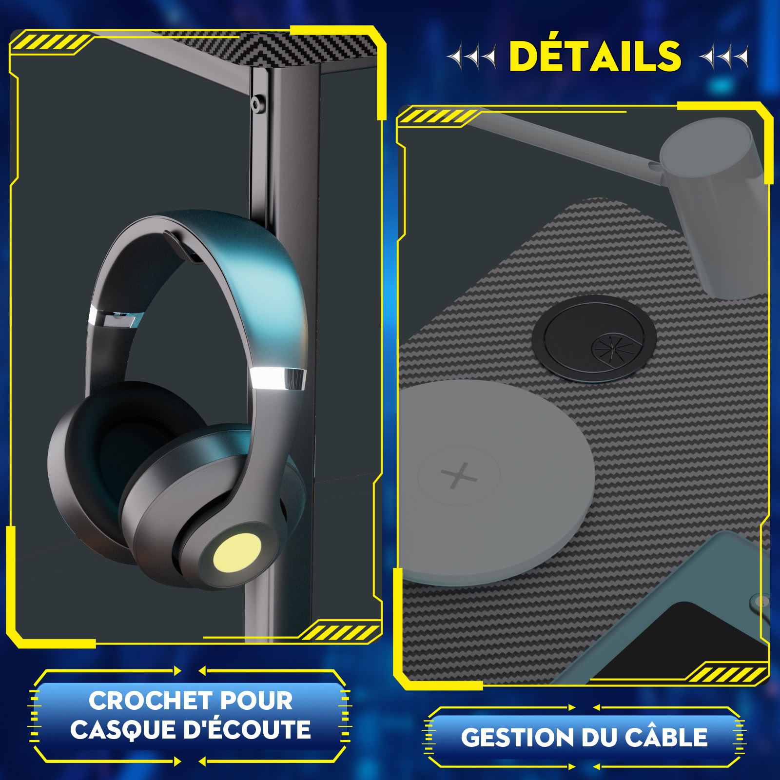 COMHOMA Bureau Gaming avec Étagère, Bureau Angle en Forme de L 100cm, Table Ordinateur pour Bureau et Maison