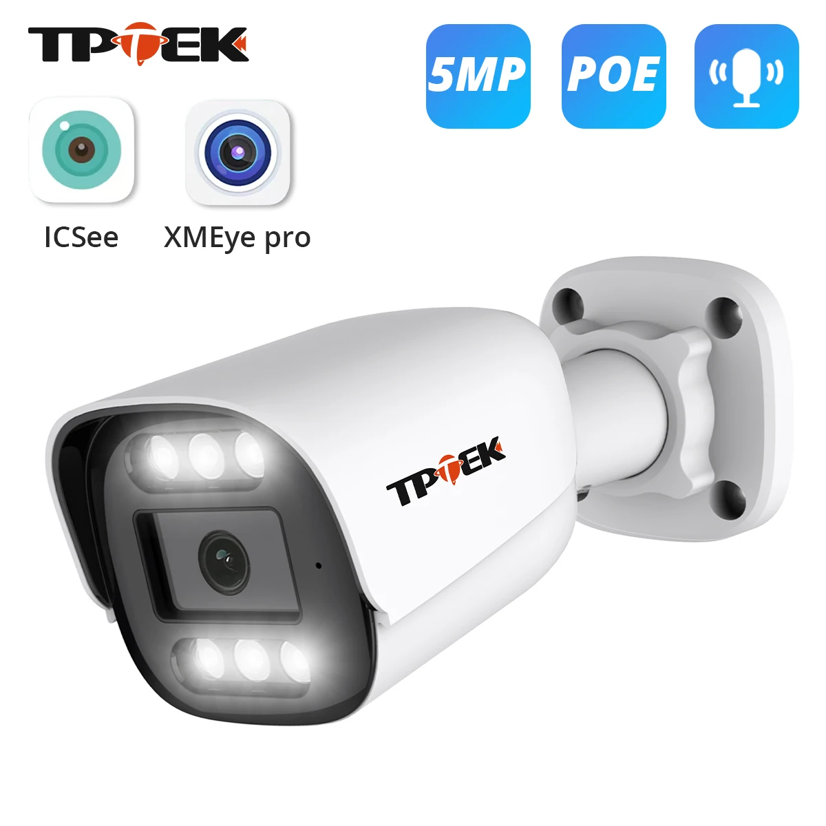 Cámara IP de 5MP para exteriores, vigilancia POE H.265, Audio bidireccional, CCTV, visión nocturna en Color, cámara IP66 para sistema POE XMEye Pro iCSee
