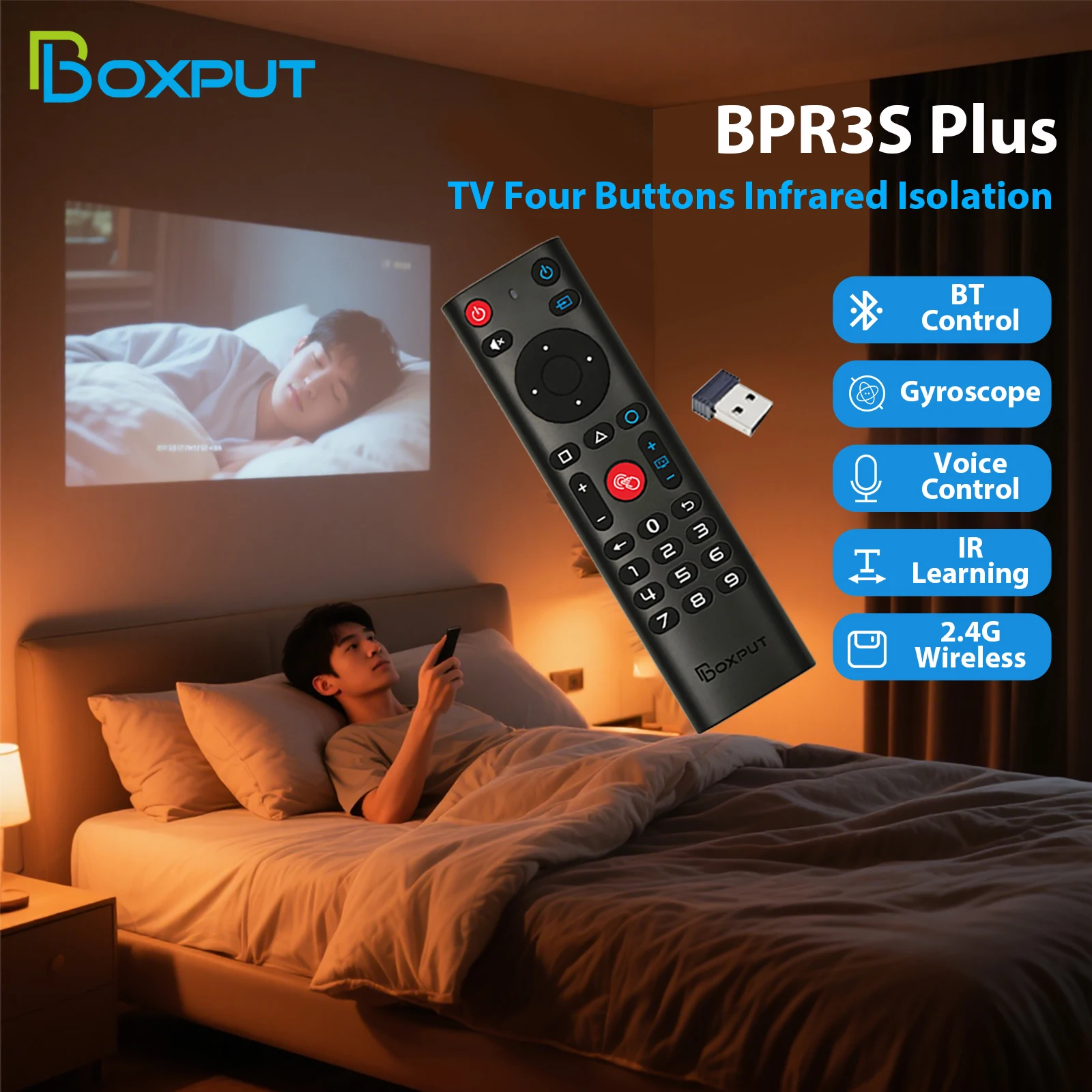 BPR3S PLUS BT Air Mouse función de voz IR aprendizaje TV 2,4G control remoto inalámbrico con giroscopio para Android TV Box/PC