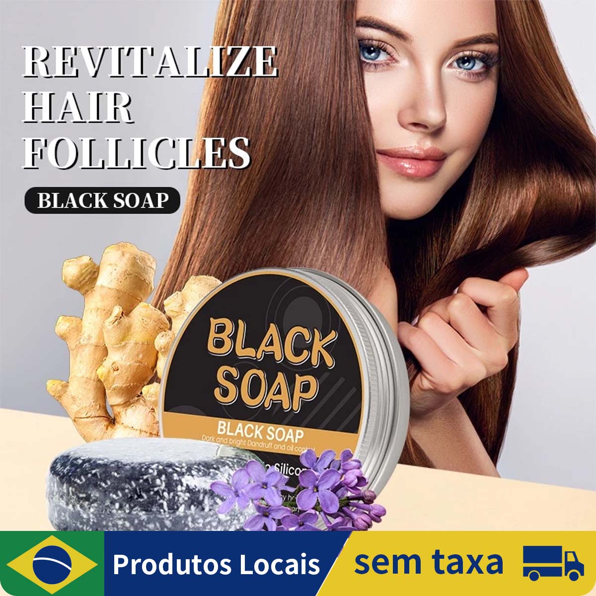 Cabelo branco reparação cor do cabelo condicionador natural gengibre shampoo sabão, anti perda de cabelo, 60g
