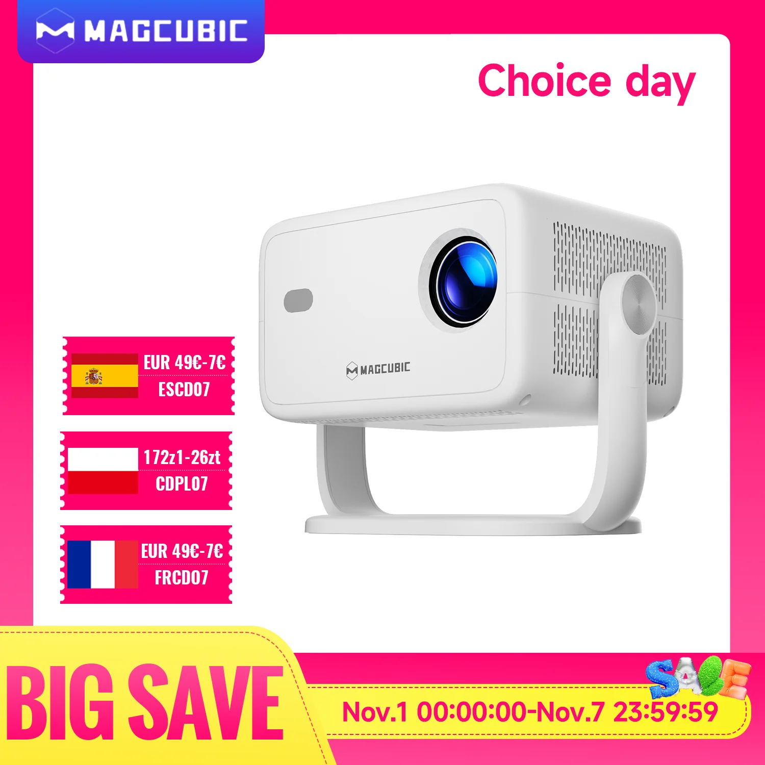 Magcubico Nativo 1080P 650ANSI 4K Android 11 L018 360 °   Proiettore con messa a fuoco automatica Keystone Air Mouse Wifi6 BT5.2 portatile da esterno