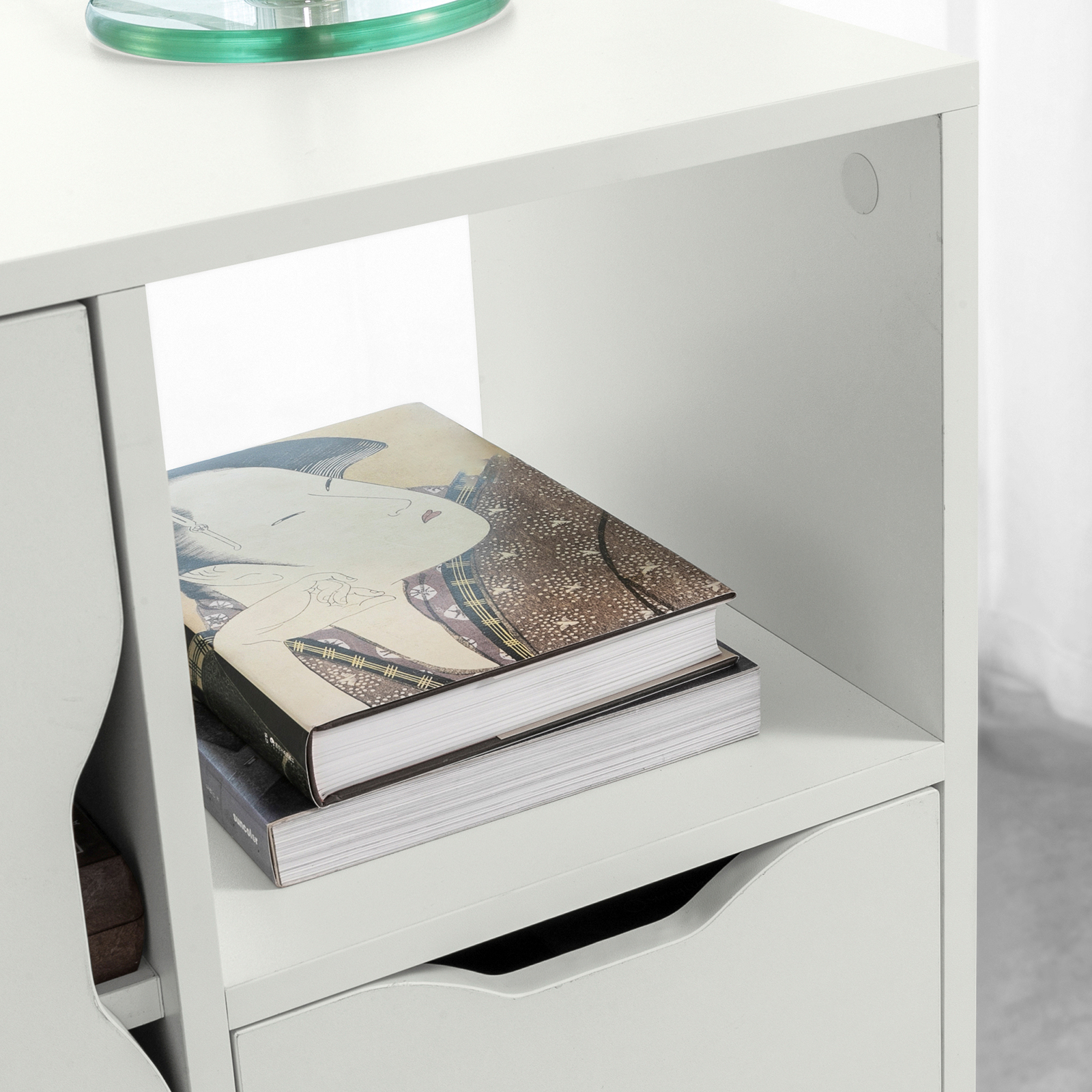 SoBuy FBT105-W printertafel met 2 lades en 1 deurmap kledingkast rolcontainer kantoorwagen zijwagen kantoorcontainer Wit