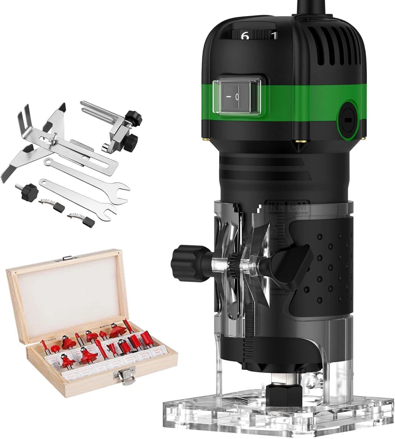 Wood Router Machine 6.35mm Diameter Milling Machine Electric Milling Machine 800W Hand Milling Machine 6 Speed 30,000RPM
