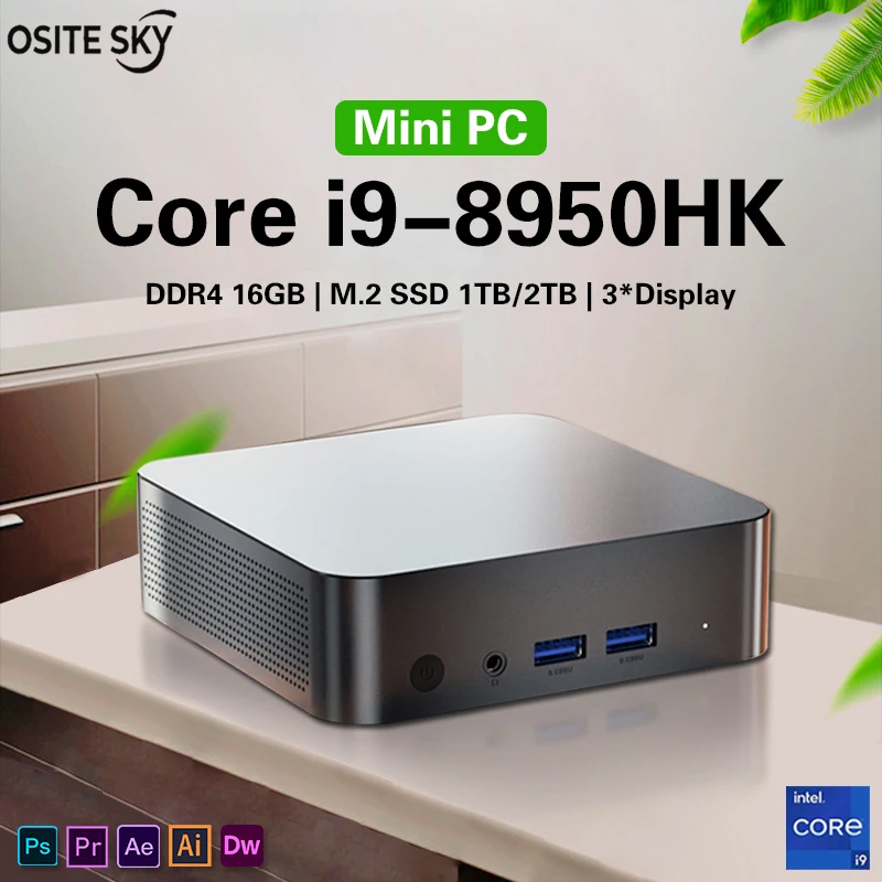 Escritorios Mini Pc Intel I9 8950HK Computadora PC Wifi 6 Mini PC Gamer Estudio Computadora Windows 11 Minipc Computadora 16GB DDR4 1TB SSD