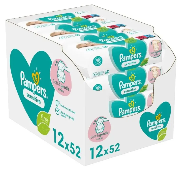 PAMPERS SENSITIVE Chusteczki dla dzieci chusteczki nawilżane op. 12x52szt