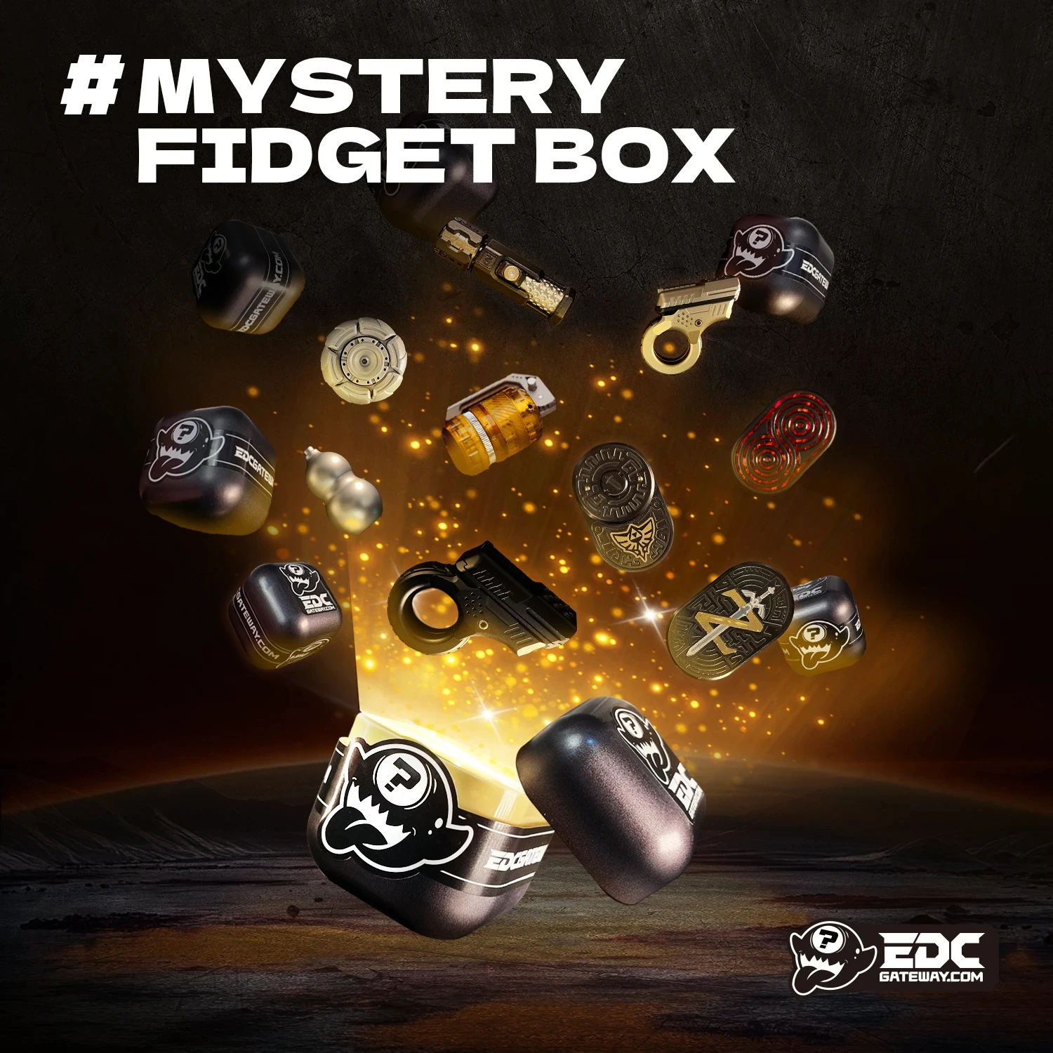 Tactical EDC Fidget Mystery Box – Premium Metal Spinner, Push Slider, Magnetic Coin, Pocket Gear, Stress Relief, Collectible Gif