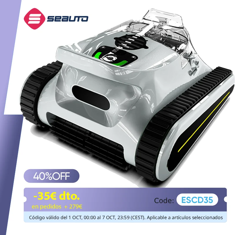 Seauto krab robotyczny basen próżniowy, Robot wspinaczkowy, automatyczny urządzenie do czyszczenia basenu, odpowiedni do ścian i podłóg o powierzchni 2000 stopy kwadratowe