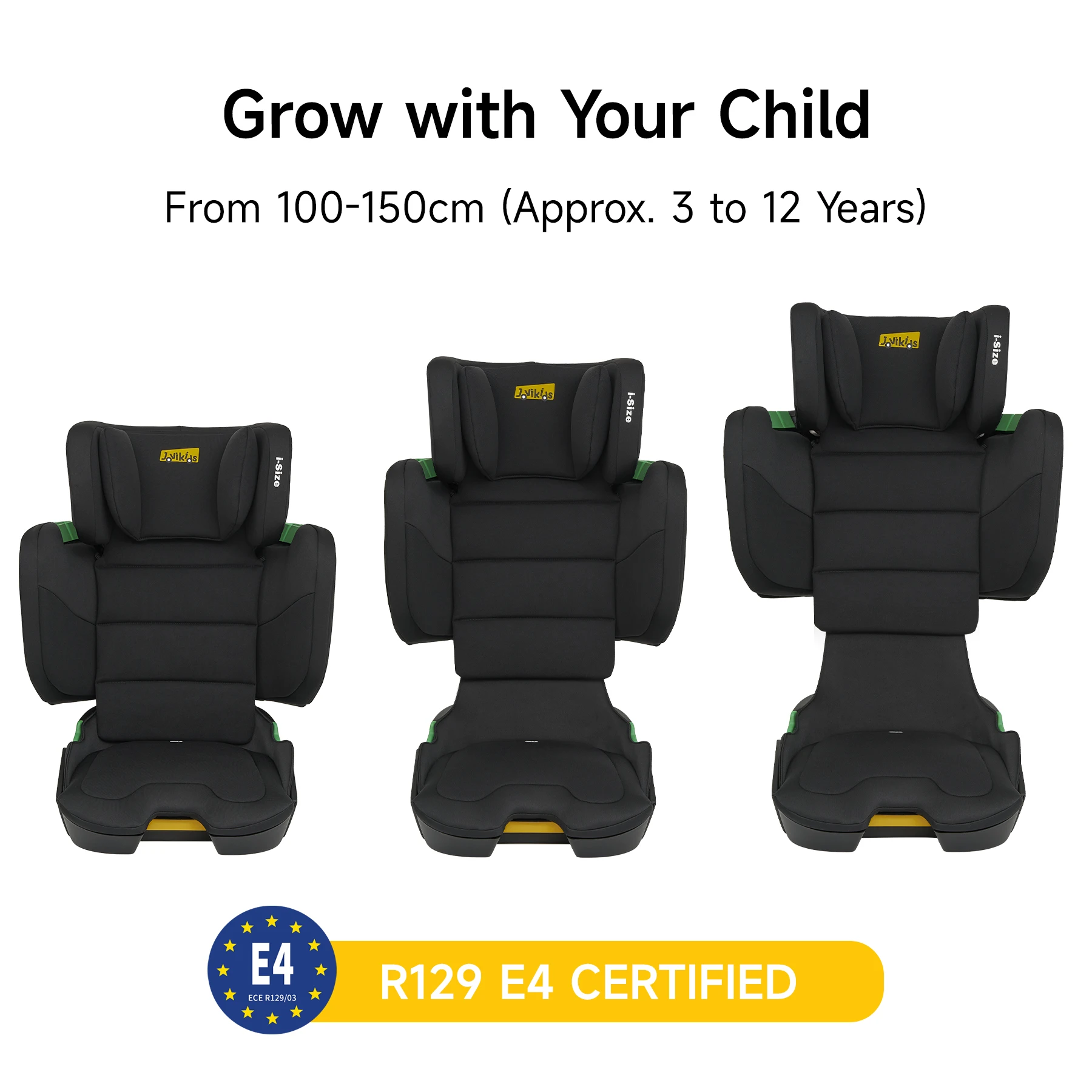 Jovikids Rober portátil com encosto alto para assento de carro de bebê tamanho i 100-150cm