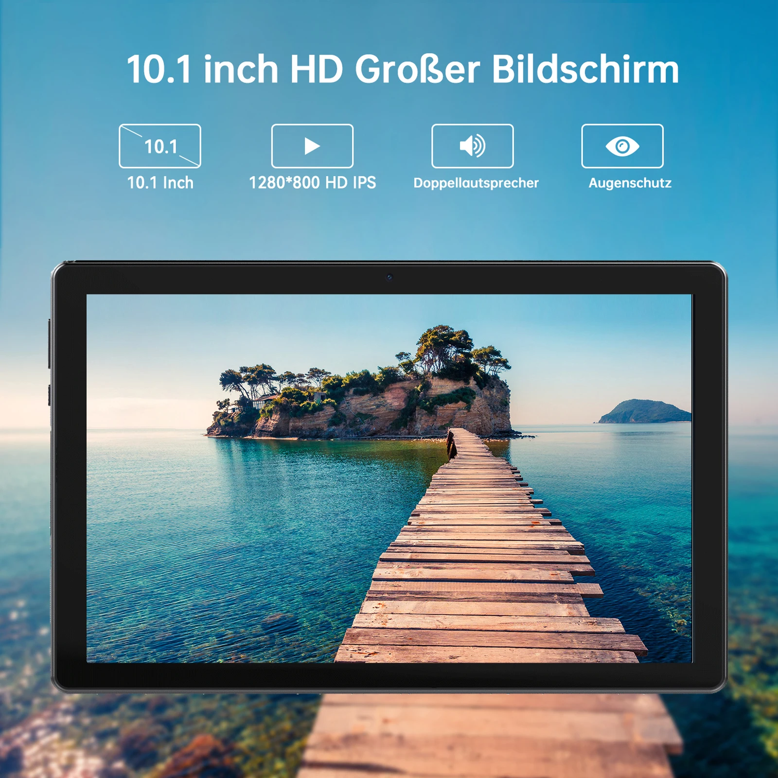 Android 14 10 inch Tablet, A523 Octa Core, 8GB RAM + 64GB ROM(TF 1TB), 5000mAh, Face Unlocked,Black+Keyboard & Mouse Set, Black