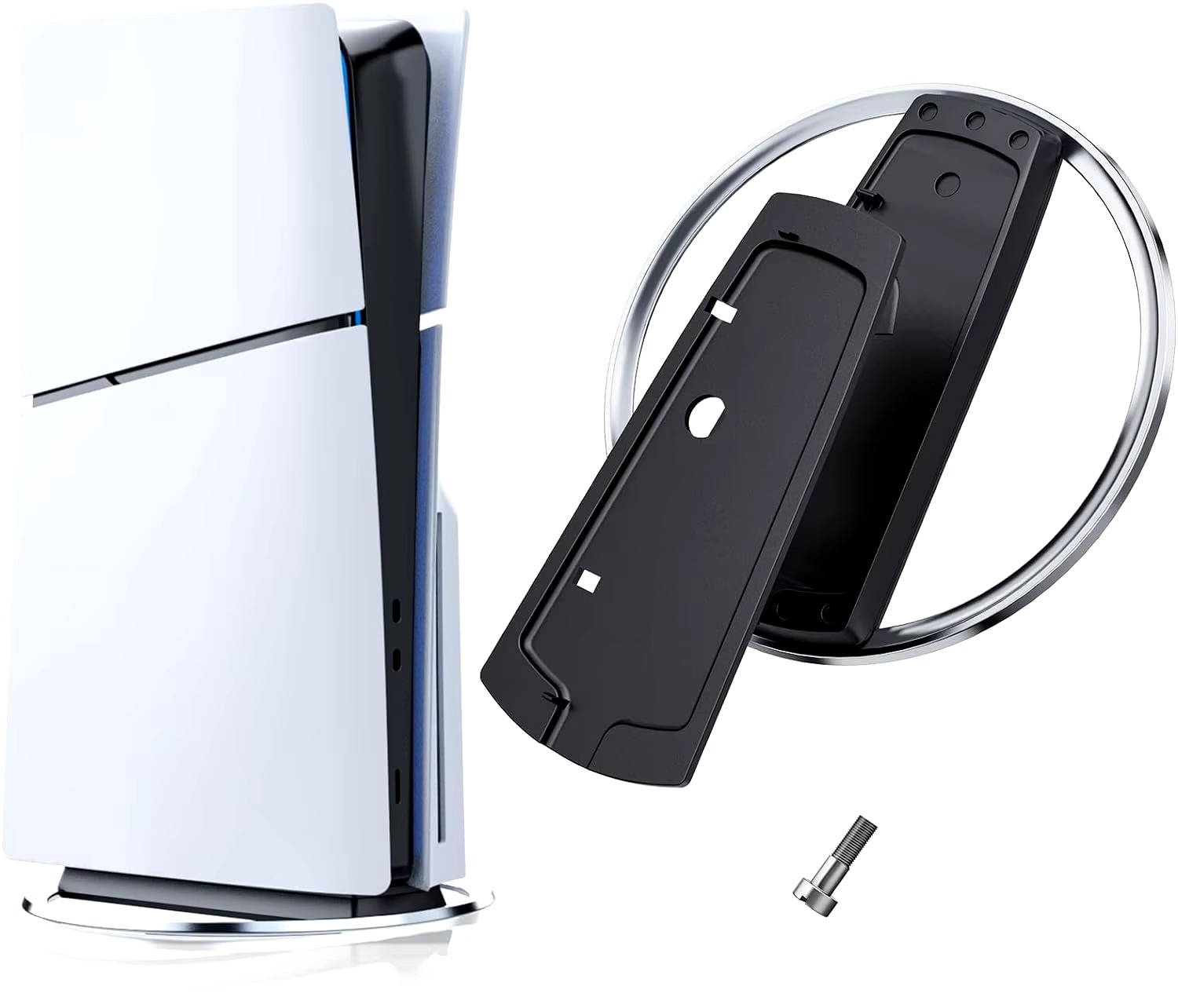 Novo suporte de metal para console Sony PlayStation 5 com parafuso, para suporte de armazenamento vertical PS5 Slim/PS5 PRO, acessórios para jogos