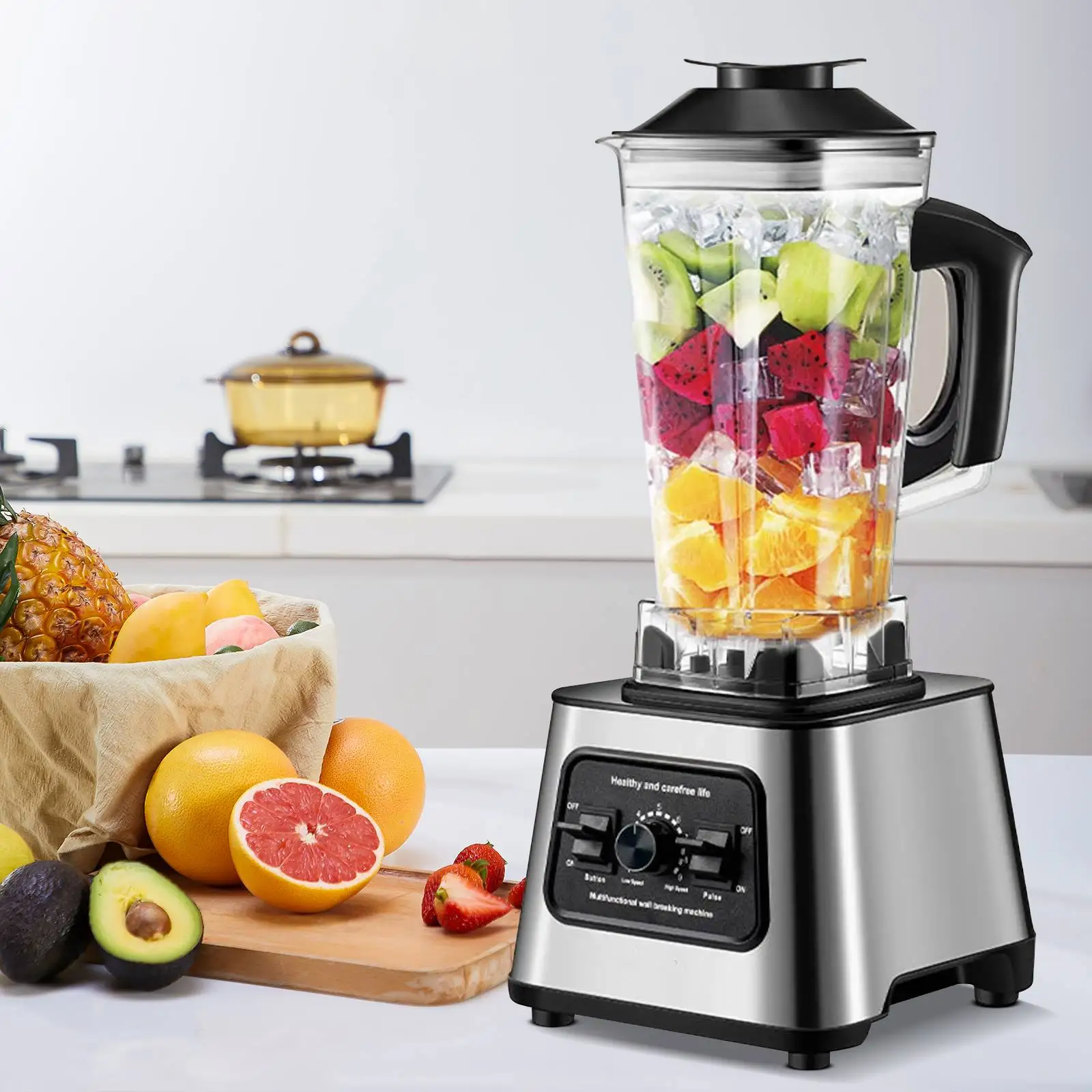 6000 W Leistung Mixer Entsafter Entsafter Smoothie Tischmixer 2,5 l Behälter Küchenmaschine Mixer für Eis Nuss Obst