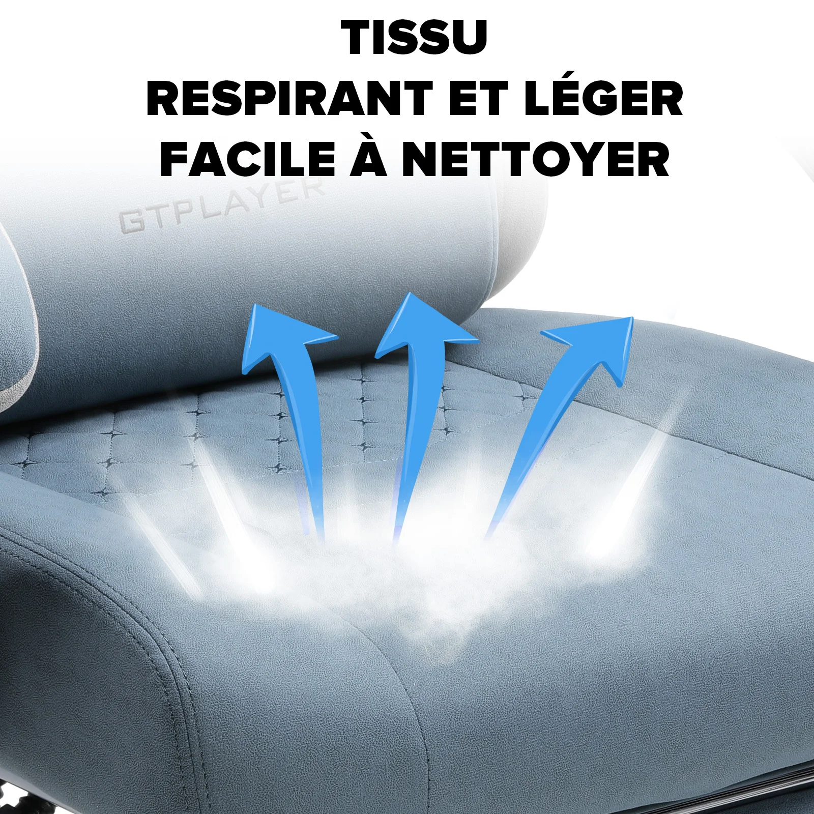 GTPLAYER Chaise Gaming Ergonomique en Tissu, Fauteuil Gamer avec Repose-Pieds, Accoudoirs Reliés et Coussin à Ressort