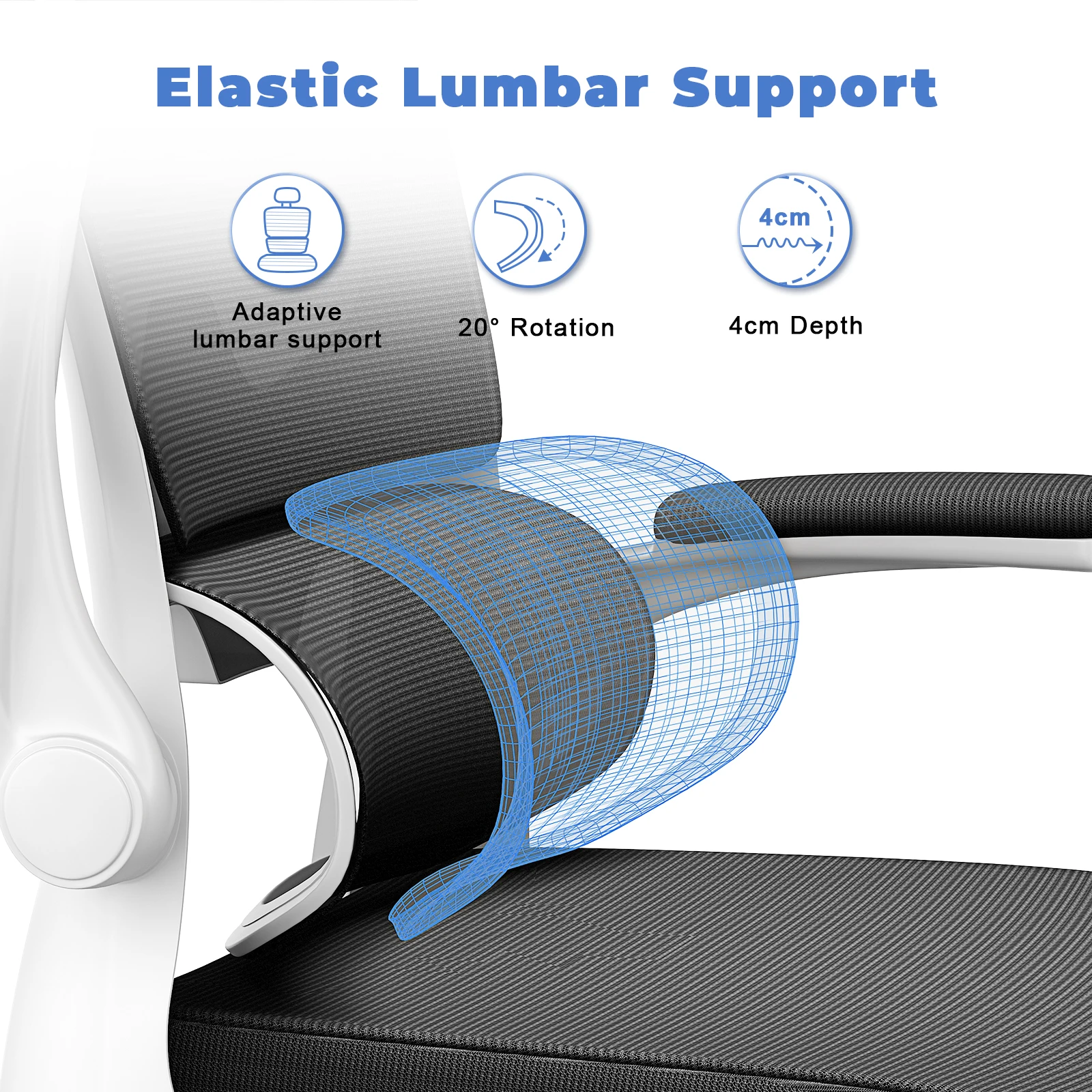 Naspaluro Cadeira de escritório ergonômica Cadeira de mesa com apoio de braço dobrável Cadeira giratória para jogos com encosto respirável e altura ajustável