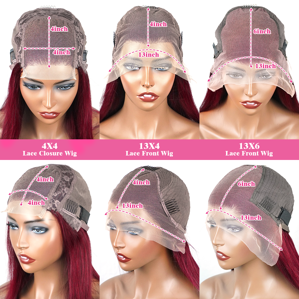 30 36 インチバーガンディ 13 × 6 Hd レース前頭人毛ウィッグ販売骨ストレートレースフロント 99J 色人毛ウィッグ女性のための