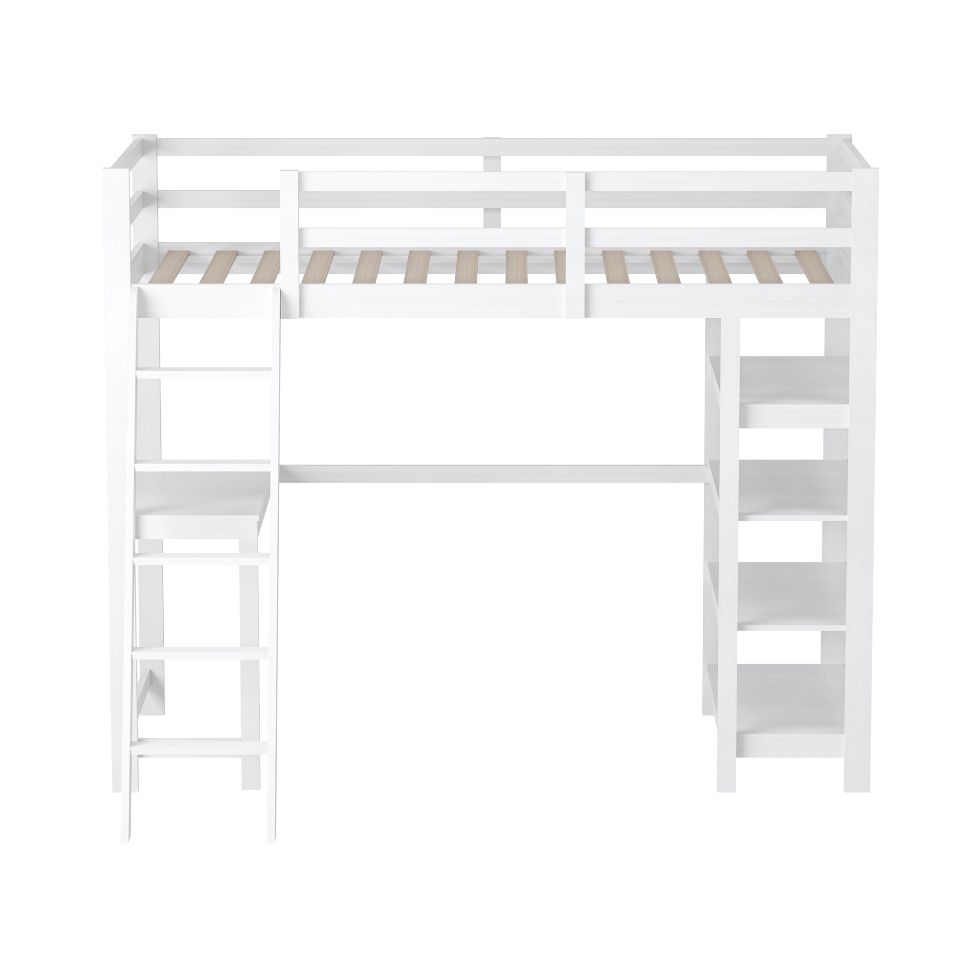 Rosahqnda Lit superposé pour enfant 90x200 cm avec compartiments de rangement et bureau intégré, lit superposé pour enfant