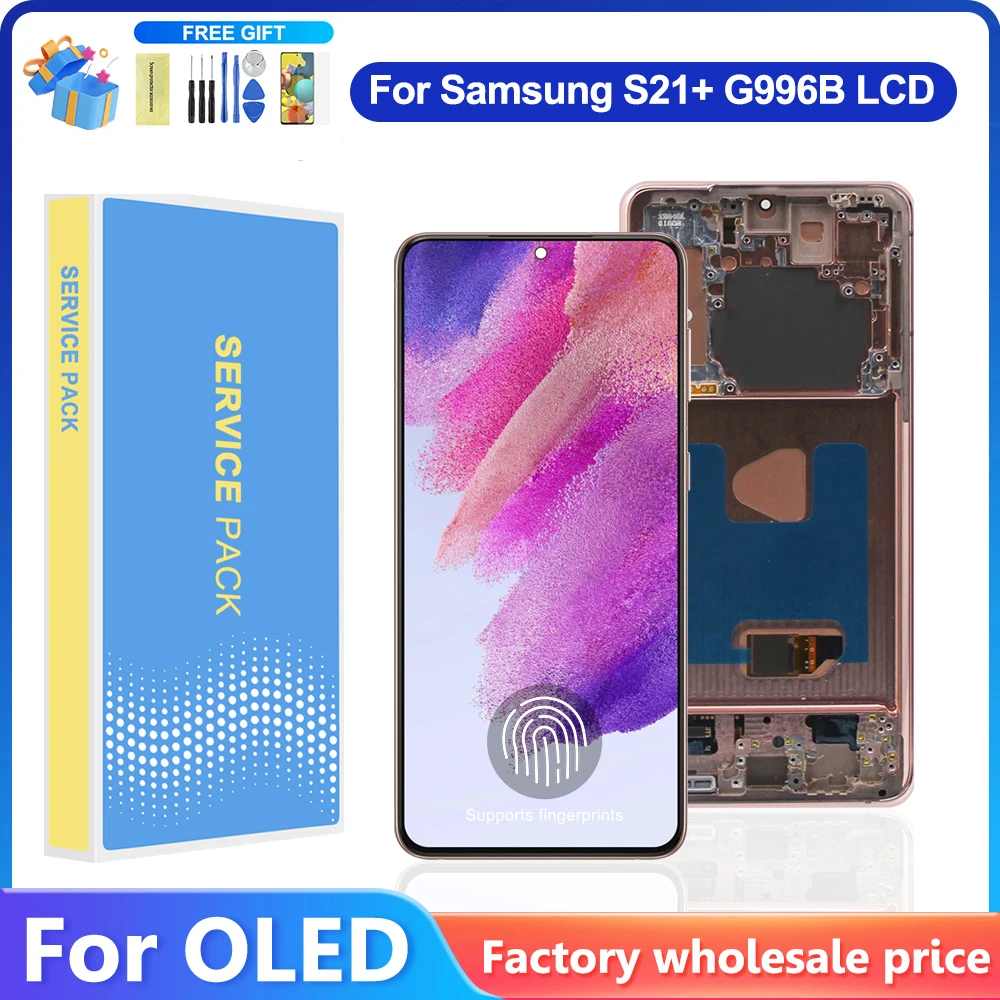 Para amoled para samsung s21 plus display lcd tela de toque digitador assembléia para s21 + g996b SM-G996B/ds lcd com quadro