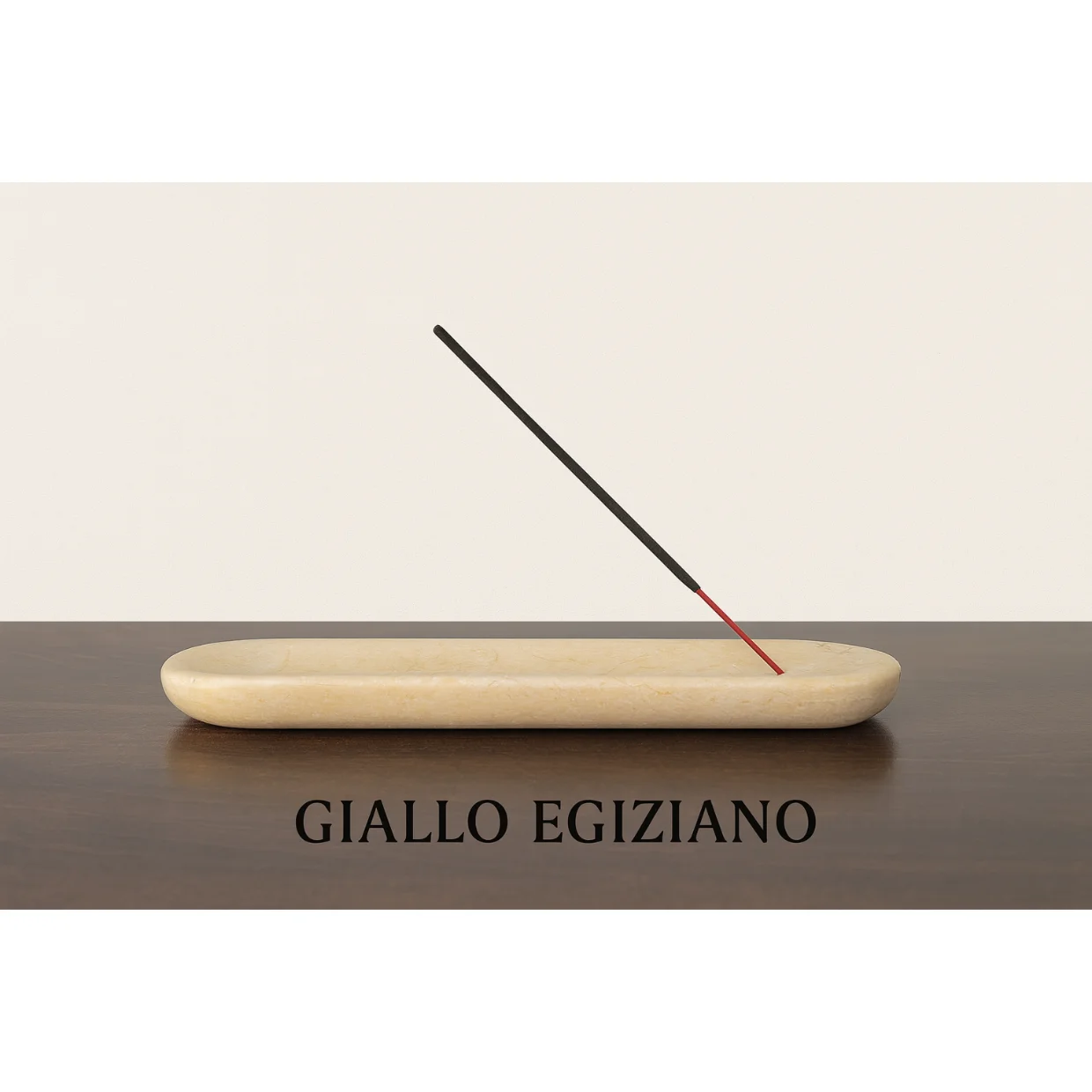 Kalu Creations – Portaincensi Ovale in Marmo Naturale Giallo Egiziano 🪨 24,5 × 4,5 × 2 cm | Fatto a Mano in Italia 🇮🇹 | Bruciatore per Bastoncini di Incenso | Accessorio Decorativo per Casa e Benessere