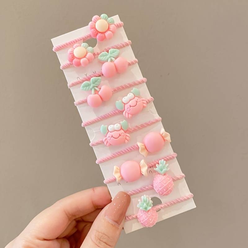 10 ชิ้นเด็กสาวผูกน่ารักดอกไม้ตกแต่งยางรัดผมเชือกอุปกรณ์