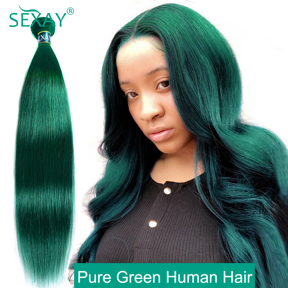 Pure สีเขียวตรงผมรวมกลุ่ม 1 Pc ดิบอินเดียตรงต่อผม 2 โทน Ombre Turquoise ผมสําหรับผู้หญิง