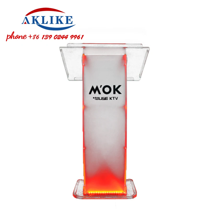 อะคริลิคโมเดิร์น Pulpit Led Light Podium ยืน Clear Lectern โบสถ์ลําโพงแพลตฟอร์ม Rostrum จัดส่งฟรี