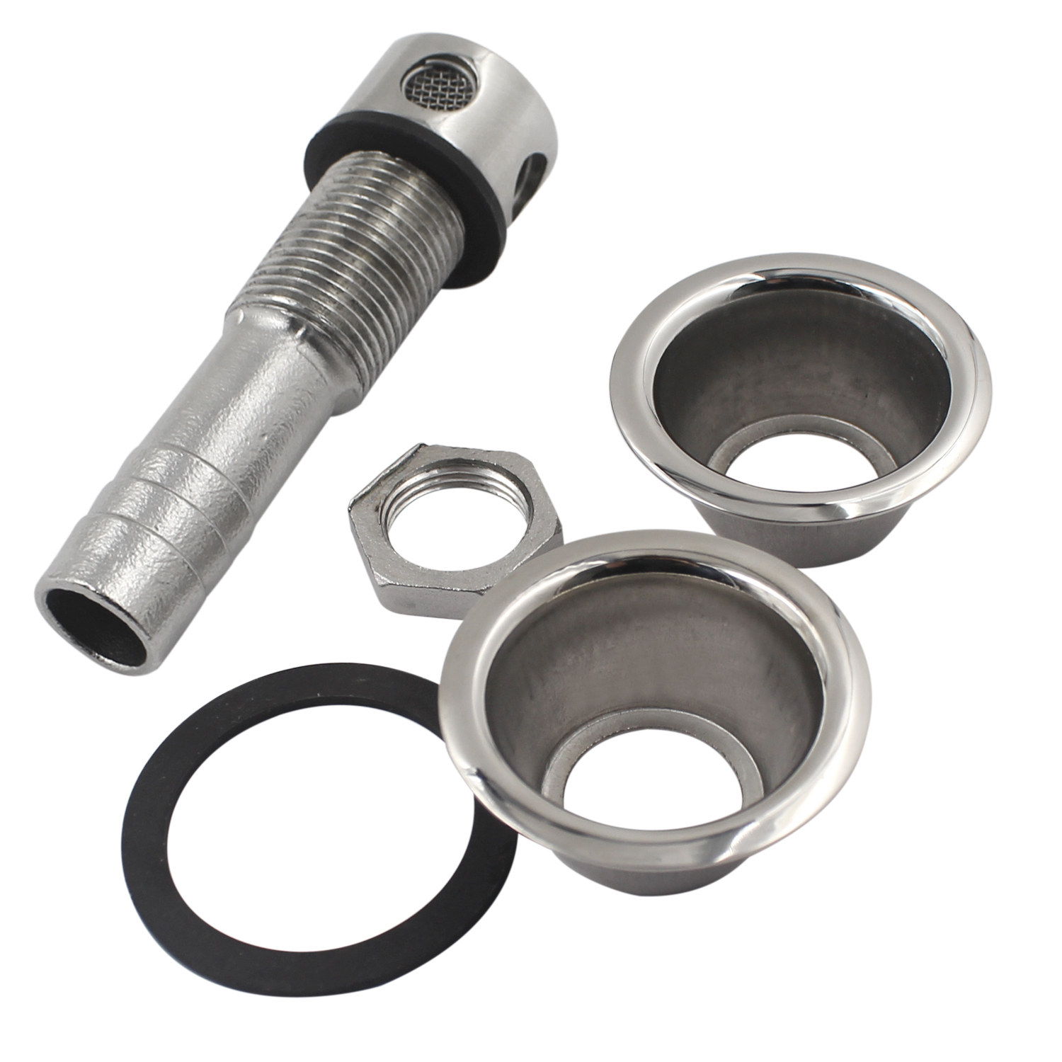 Ventilación de combustible de acero inoxidable 316 para barco, manguera de 5/8 pulgadas, 90 grados, con junta de montaje