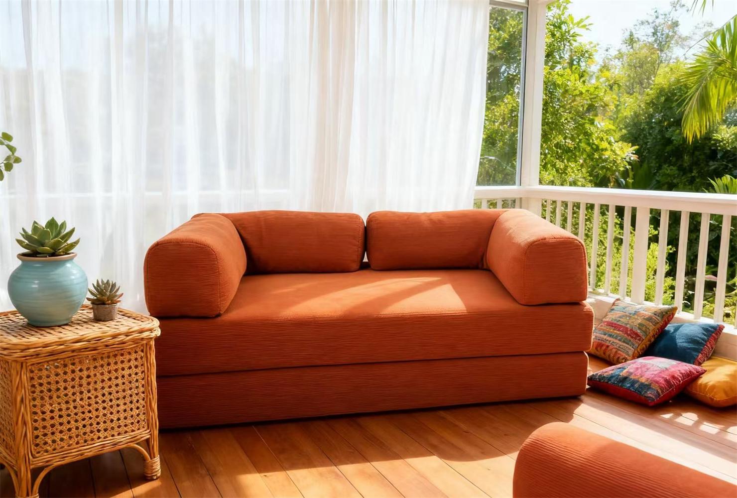 Magazyn UE Europejska retro sofa wysokiej klasy z aksamitu sztruksowego, składana sofa z funkcją kompresji próżniowej, możliwość personalizacji, do salonu, sypialni, futrzana.