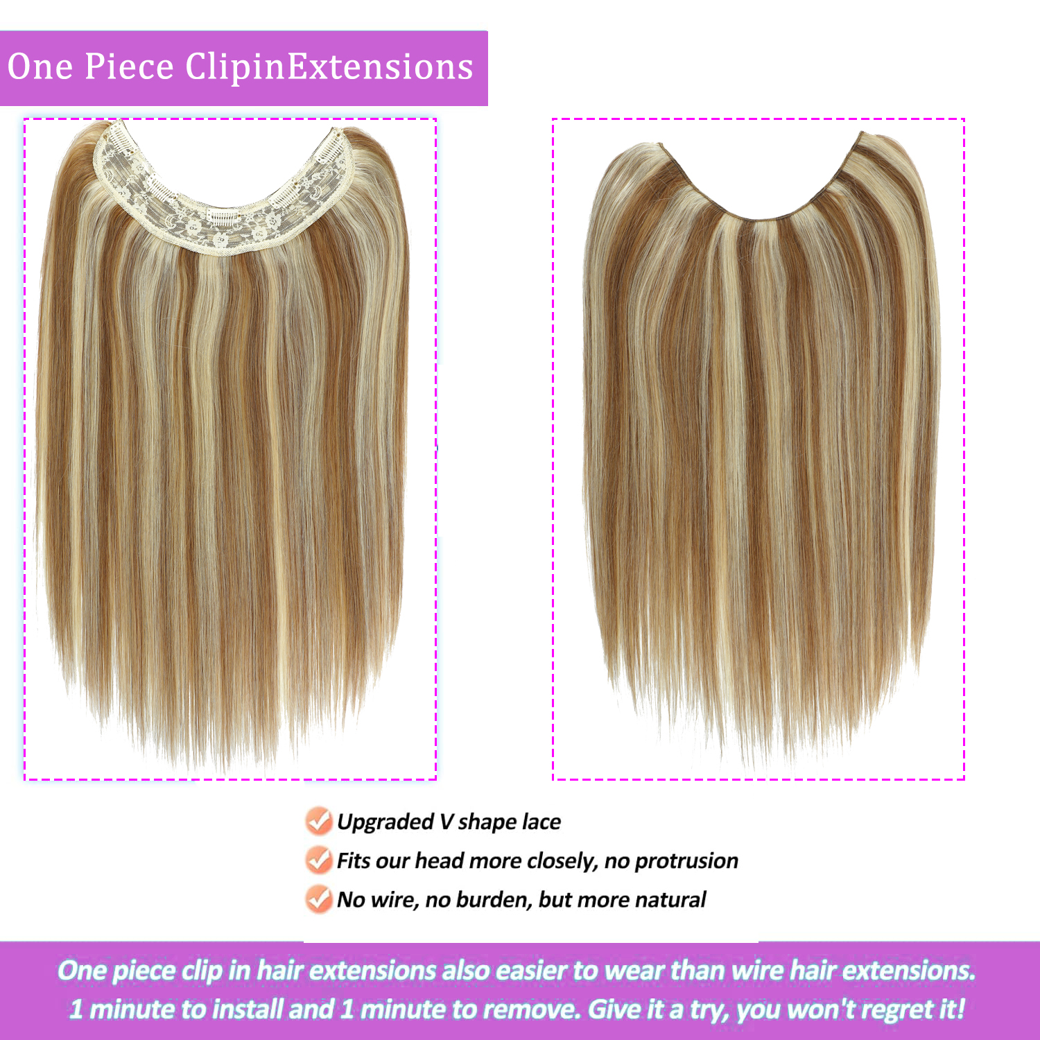 Extensiones de cabello con Clip en forma de V, 100% cabello humano de una pieza con 5 Clips, extensiones con Clip de 100g, cabello Natural, cabeza completa de 14-26 pulgadas