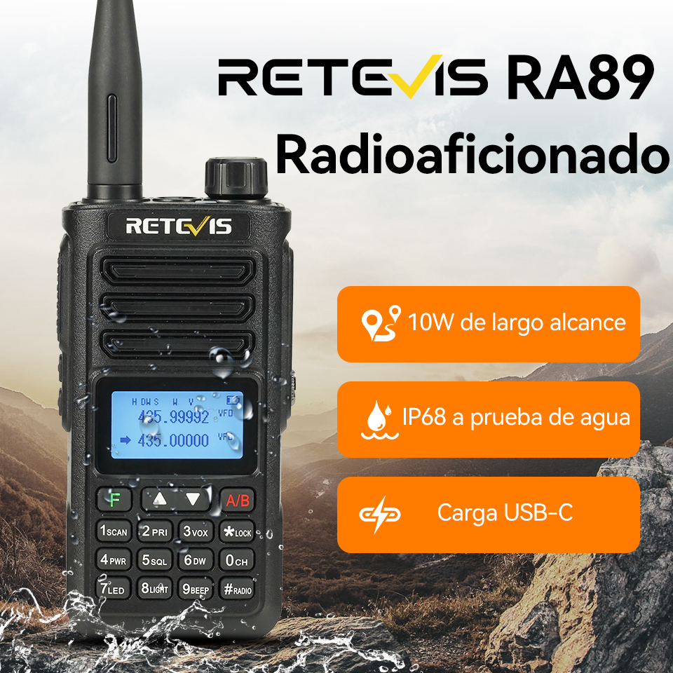 Retevis RA89 walkie talkie largo alcance emisora de radioaficionados walkie-talkies profesional movil walkie tolkie recargable Ham Radio de comunicacion portatil inalambricos resistente al agua IP68