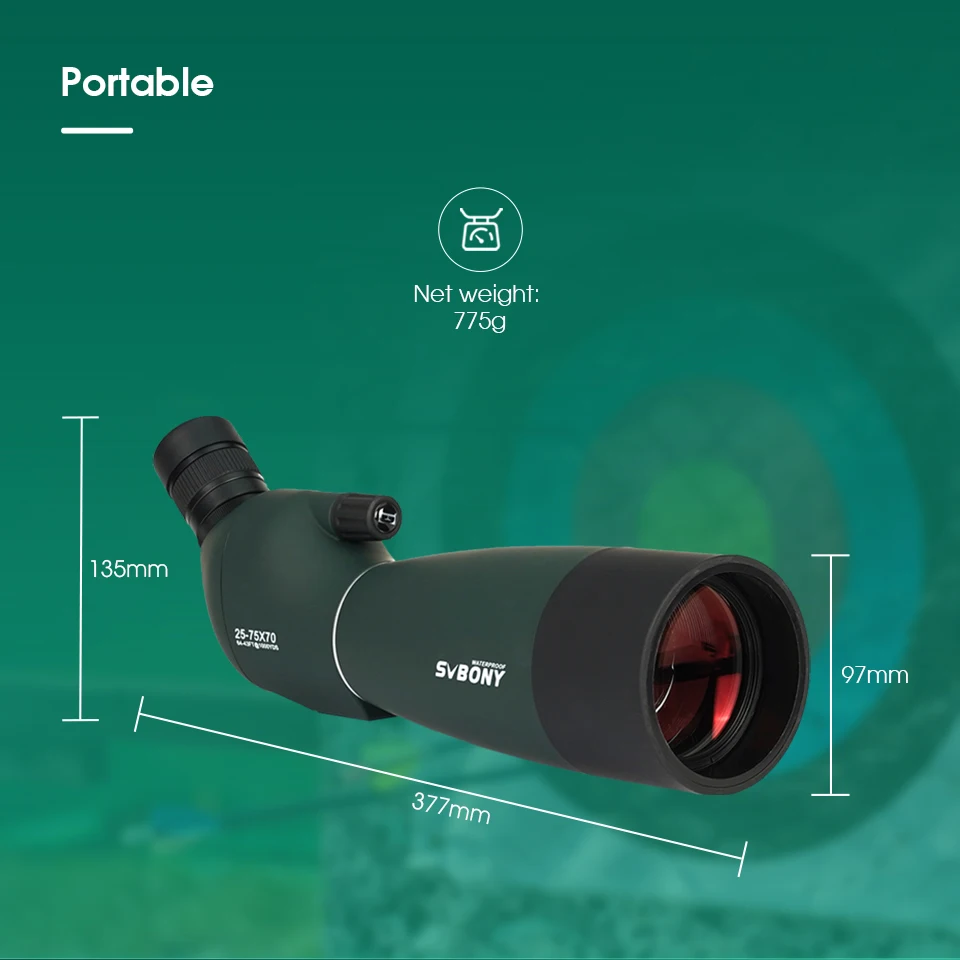 Svbony sv28 luneta 50/60/70/80mm zoom poderoso com tripé à prova d'água, equipamento de acampamento, tiro ao alvo, observação de pássaros