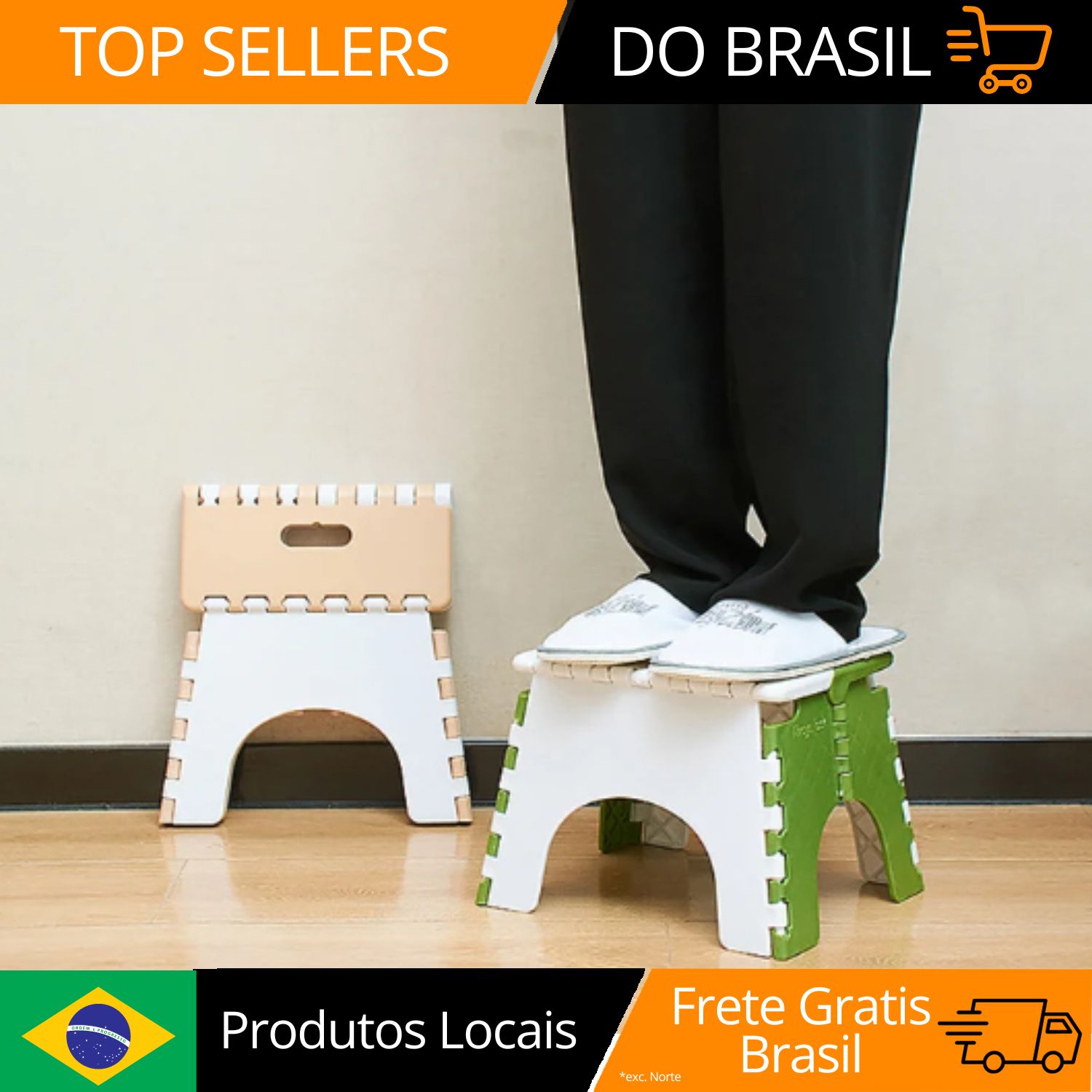 Banqueta dobrável de plástico com alça para crianças, banco pequeno portátil para banheiro