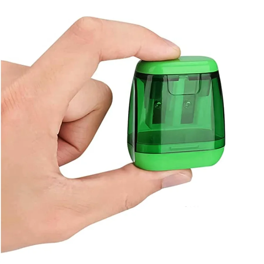 Sacapuntas de doble orificio de 4 piezas con tapa y recipiente para virutas, juego de sacapuntas manual portátil para lápices de colores.