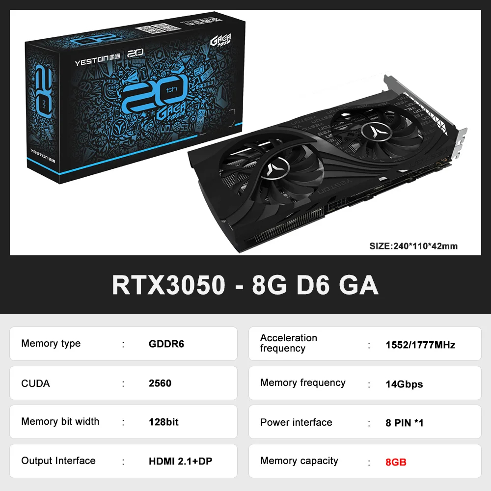 USED YESTON Graphic Card GDDR6 NVIDIA rtx 3060 12G Gaming GPU Video Cards rtx 3060TI rtx3050 rtx3070 rtx3080 placa de vídeo