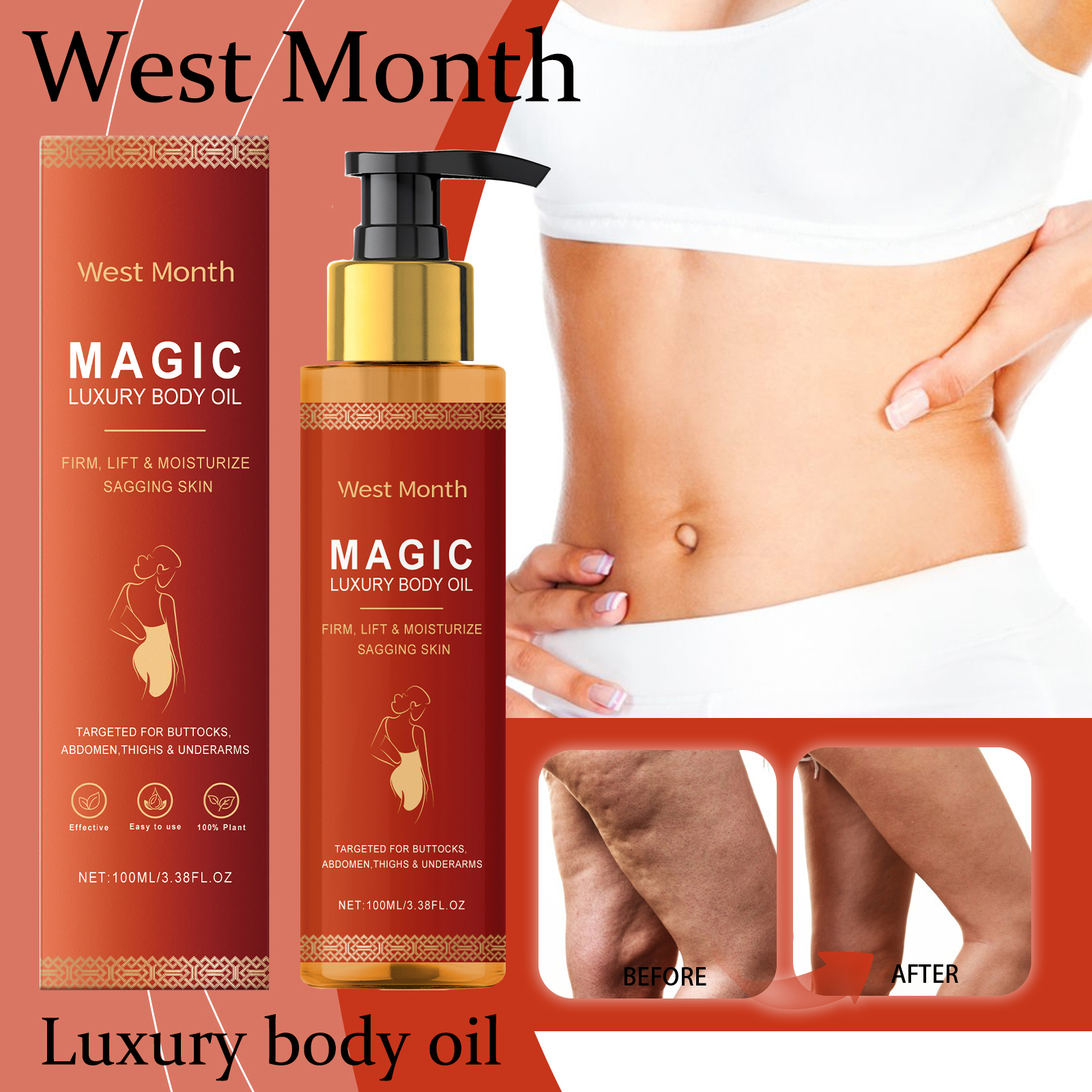 Natural Body Firming Oil Tightening Skin Enhance Skin Elasticity Deeply Nourishing Improve Smoothness Body Skin Care Oil