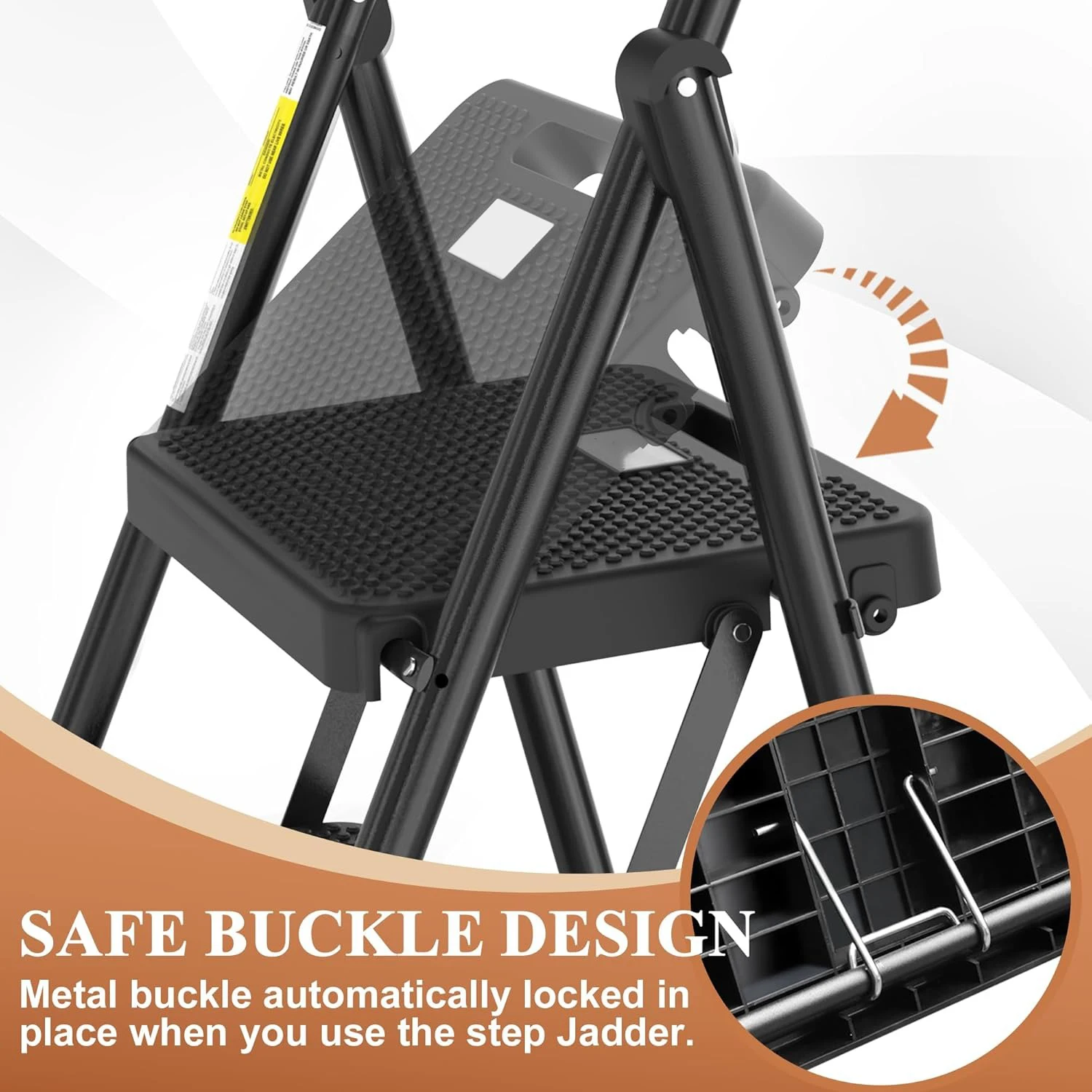 3 Step Ladder, Folding Step Stool with Wide Anti-Slip Pedal, Sturdy Steel Ladder, Convenient Handrail
