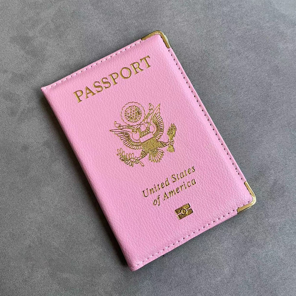 maletas de viaje fundas de pasaporte usa personalizada de EE. UU., accesorios de viaje funda pasaporte , soporte de pasaporte Rosa bonito, billetera de diseñador americano, funda de pasaporte de viaje