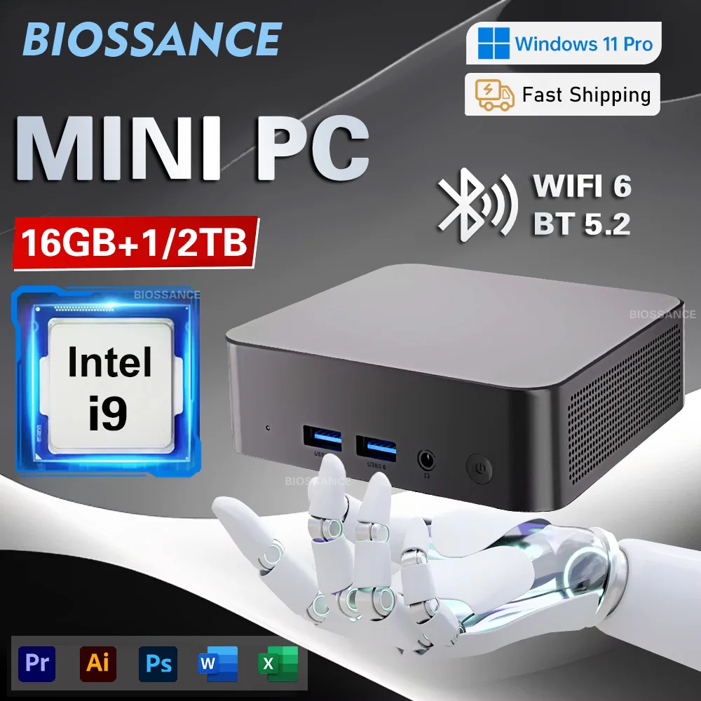 2025 Mini PC Windows 11 Pro Intel Core i9 8950HK N5095A Computer da gioco 16 GB DDR4 1 TB SSD WiFi 6 USB Mini PC desktop portatile