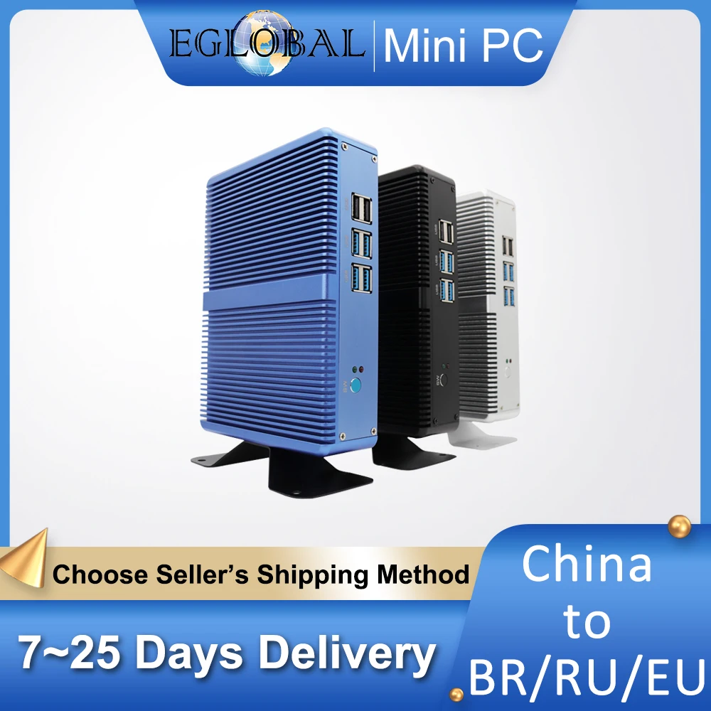 Eglobal Giá Rẻ Quạt Không Cánh Mini PC Windows 10 Pro Intel I5 7200U I3 7167U DDR4/DDR3 Barebone Máy Tính Components4K HTPC wiFi HDMI VGA